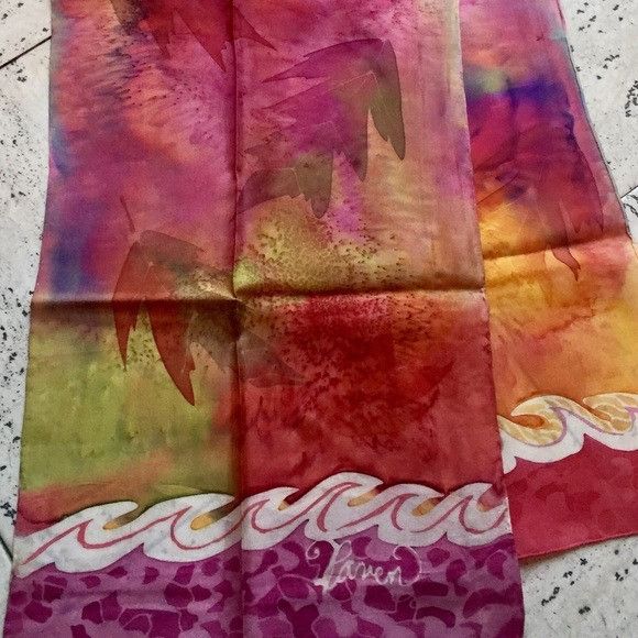 Vintage Vintage Fall Silk Long Scarf Size ONE SIZE - 2 Thumbnail
