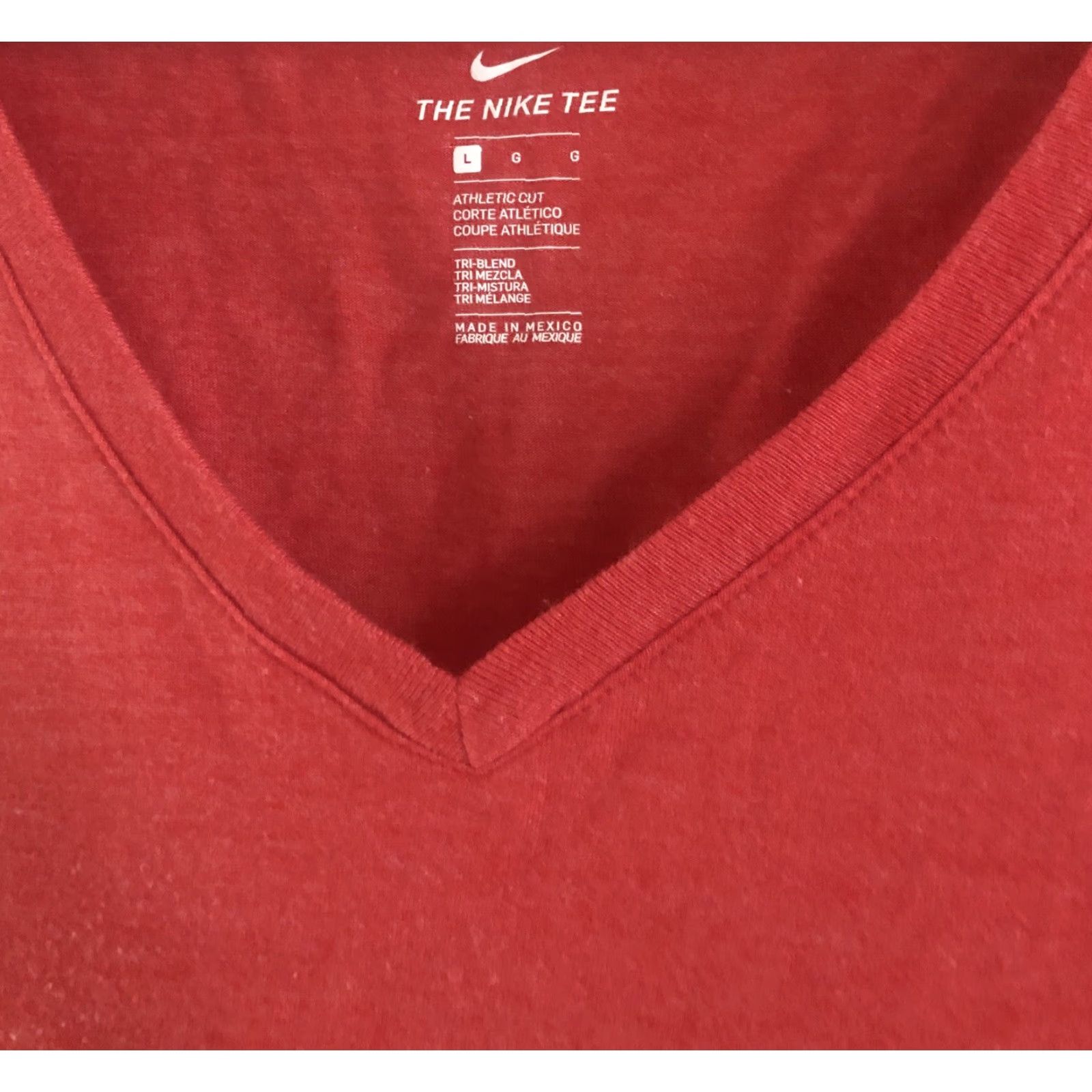 Nike VINTAGE NIKE Shirt Womens Red V-Neck Short Sleeve Sz L Dri-FIT Logo Running & Jogging Athletic Tee Size L / US 10 / IT 46 - 3 Thumbnail