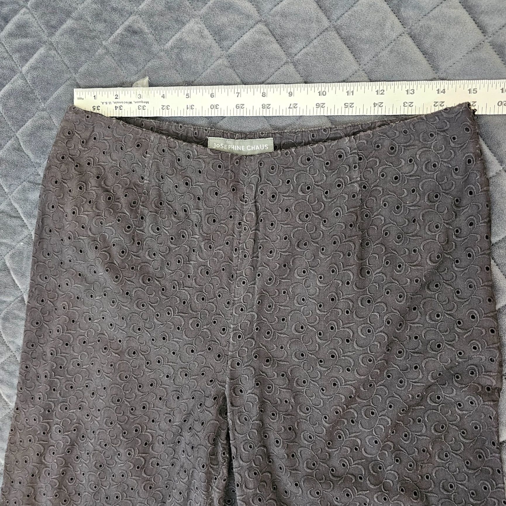 Vintage Josephine Chaus Pants Women 8 Ivory Lace Design Cropped Zipper Button Floral Cotton Lace Embellished Casual Size 30" / US 8 / IT 44 - 5 Thumbnail