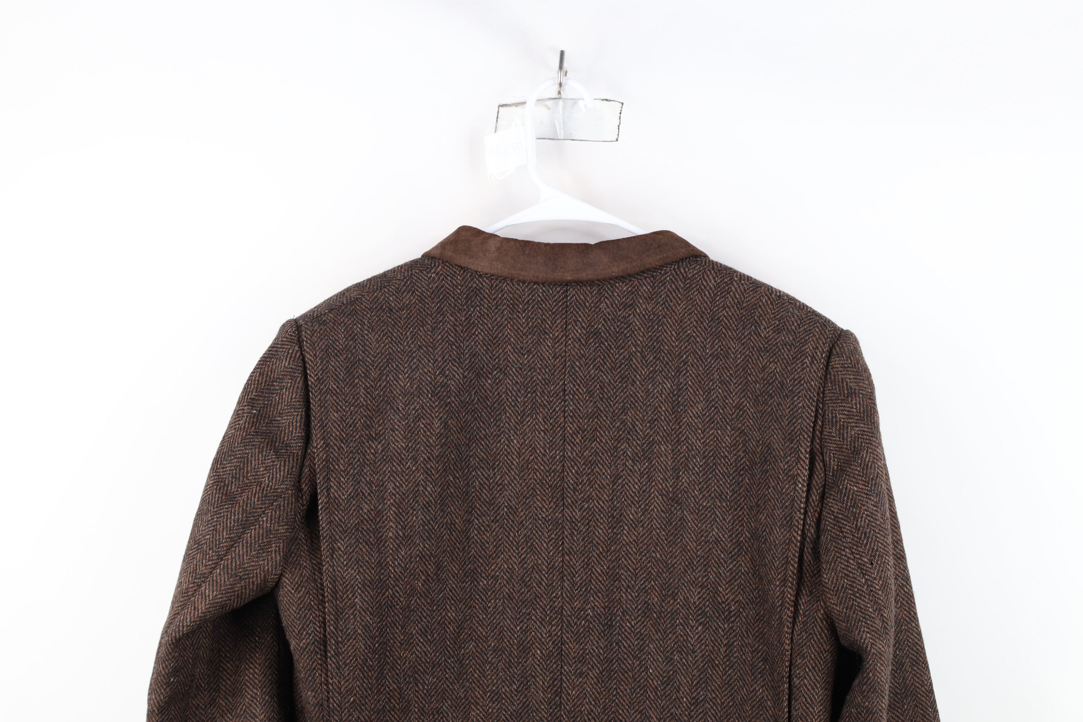 Vintage Vintage 90s Trim Wool Herringbone Blazer Jacket Brown USA Size L / US 10 / IT 46 - 12 Thumbnail