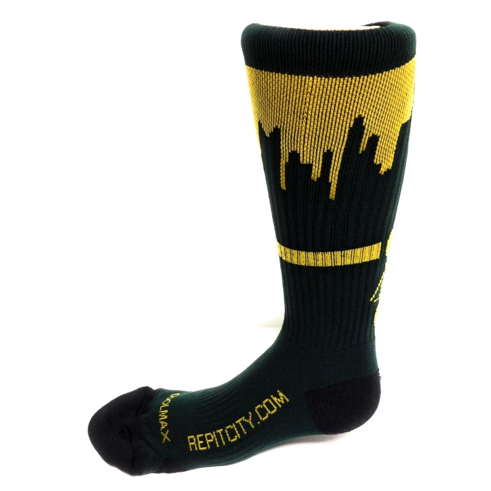 Vintage Rep It City Ohio Green Yellow CoolMax Basketball Style Socks Mens Socks Black/Green Yellow Size ONE SIZE - 3 Thumbnail