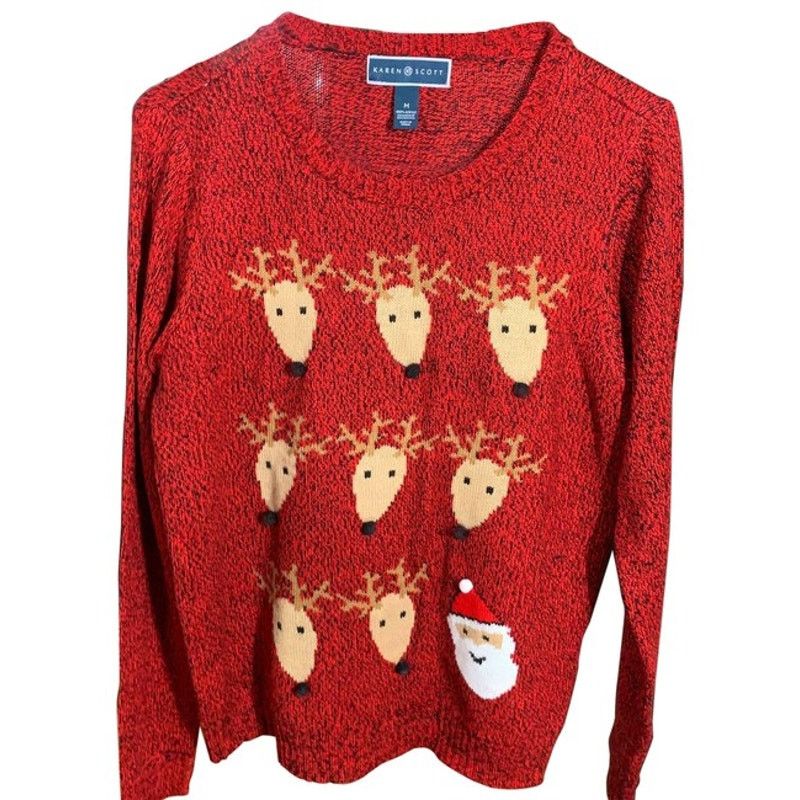Other Karen Scott Christmas Holiday Sweater Reindeer Santa Size M Size US M / EU 48-50 / 2 - 1 Thumbnail