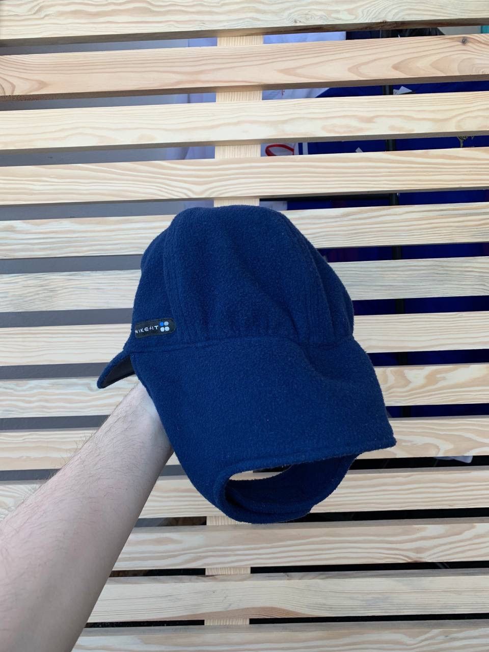 Nike × Vintage Vintage Nike-Fit Navy Fleece 2 In 1 Cap Ear Cover Hat Size ONE SIZE - 5 Thumbnail