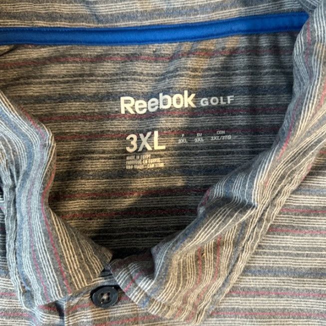 Reebok Reebok Polo Shirt Golf 3XL Men Gray White Blue Red Stripes Polyester Spandex Short Sleeve Collared Big & Tall Mens Size US XXL / EU 58 / 5 - 2 Thumbnail