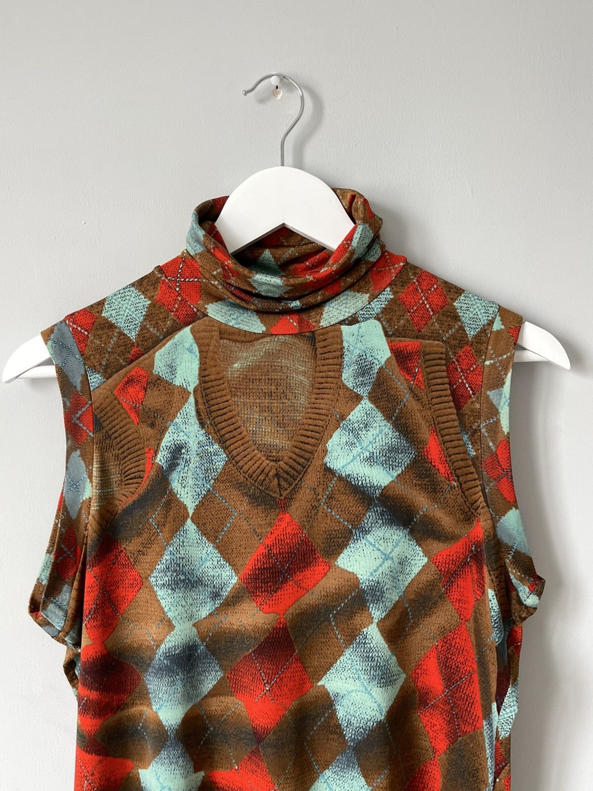 Jean Paul Gaultier Archive 90's Jean Paul Gaultier Argyle Sleeveless Mesh Top Size L / US 10 / IT 46 - 4 Thumbnail