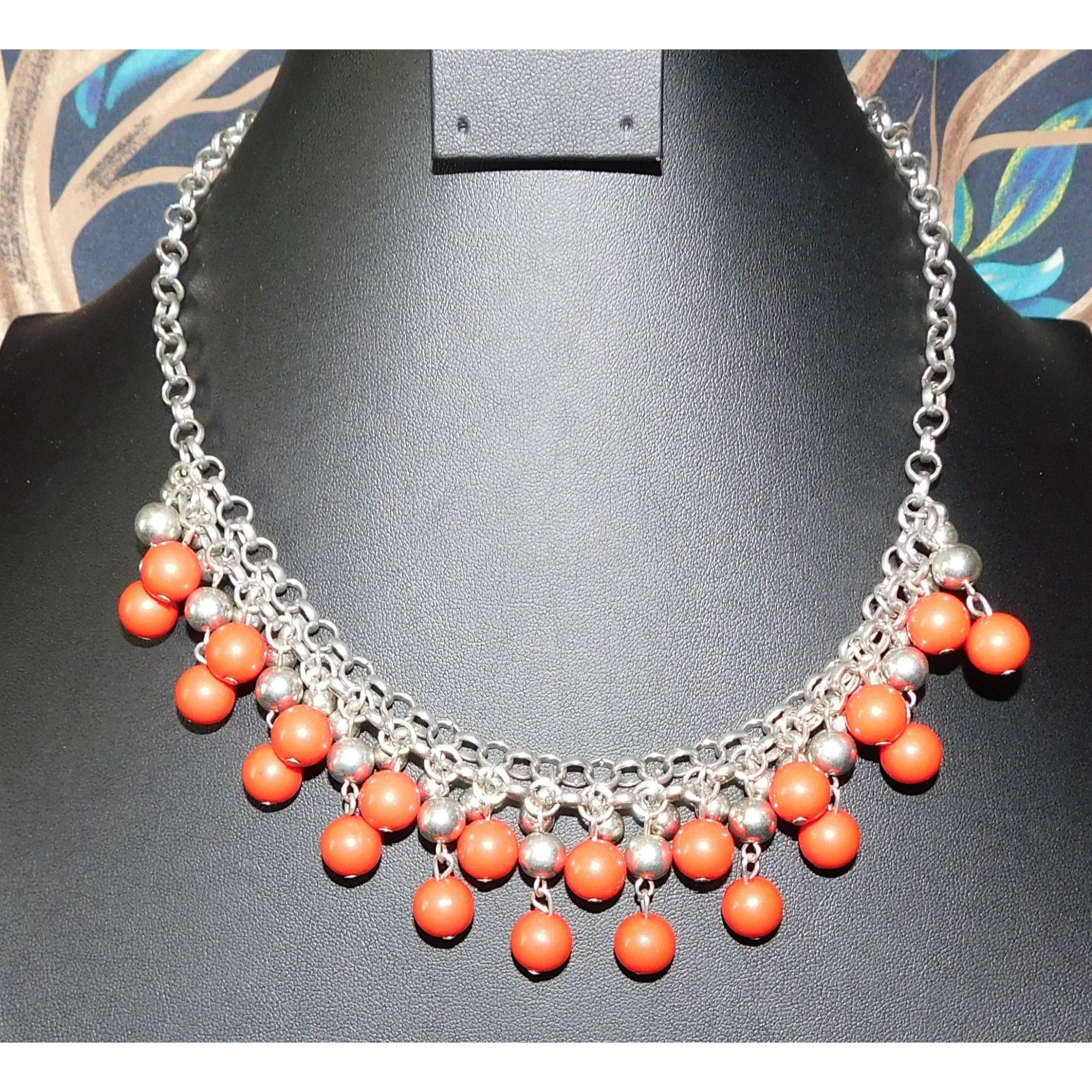 Other Elegant Bohemian Red And Silver Tone Ball Fringe Necklace Size ONE SIZE - 3 Thumbnail