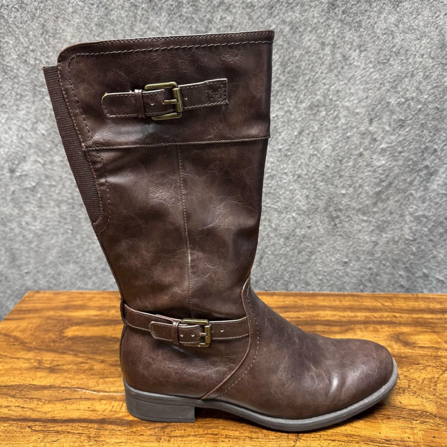 Vintage Wear Ever Boots Womens 8 Brown Knee High Riding Buckle Zip Flat Faux Leather Size US 8 / IT 38 - 7 Thumbnail