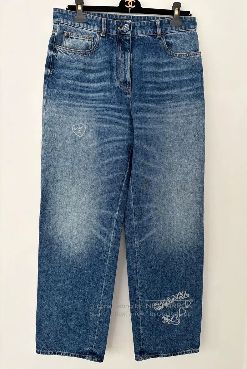 Chanel Chanel Autumn and winter love embroidery graffiti blue str Size 26" / US 2 / IT 38 - 1 Thumbnail