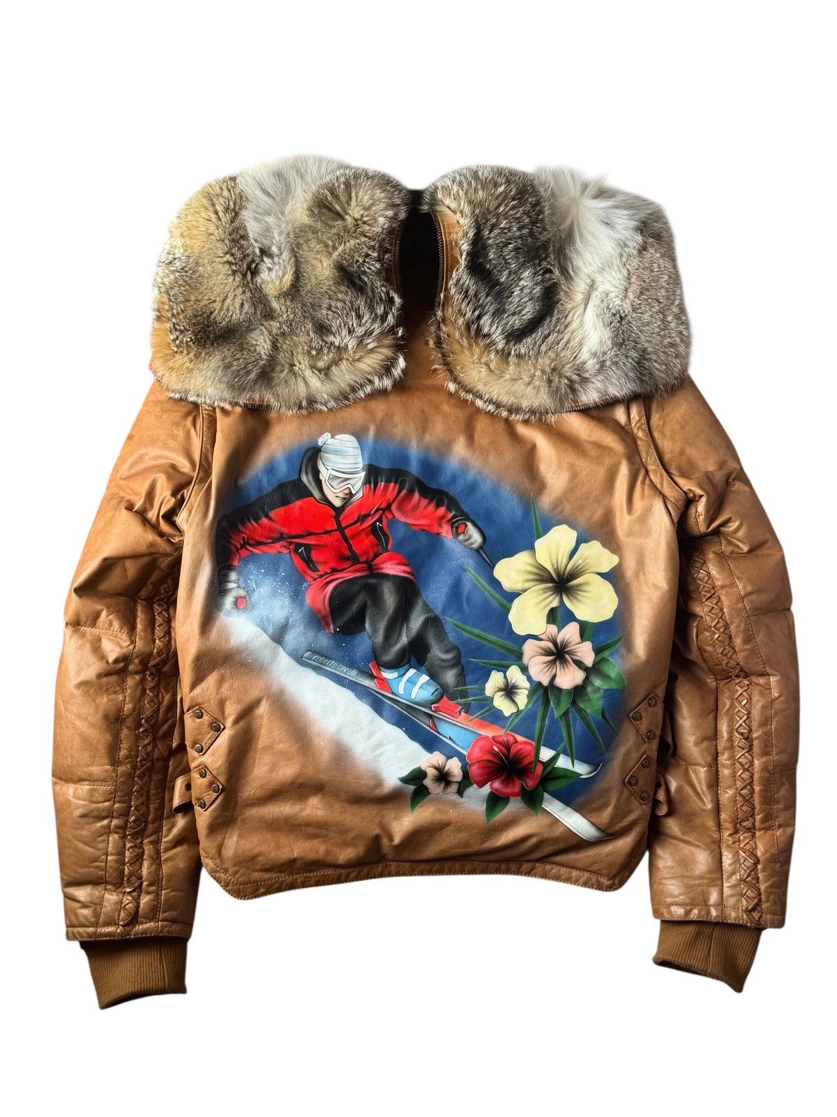 Roberto Cavalli AW2000 Roberto Cavalli Hand Painted Brown Fur Leather Jacket Size US L / EU 52-54 / 3 - 1 Thumbnail