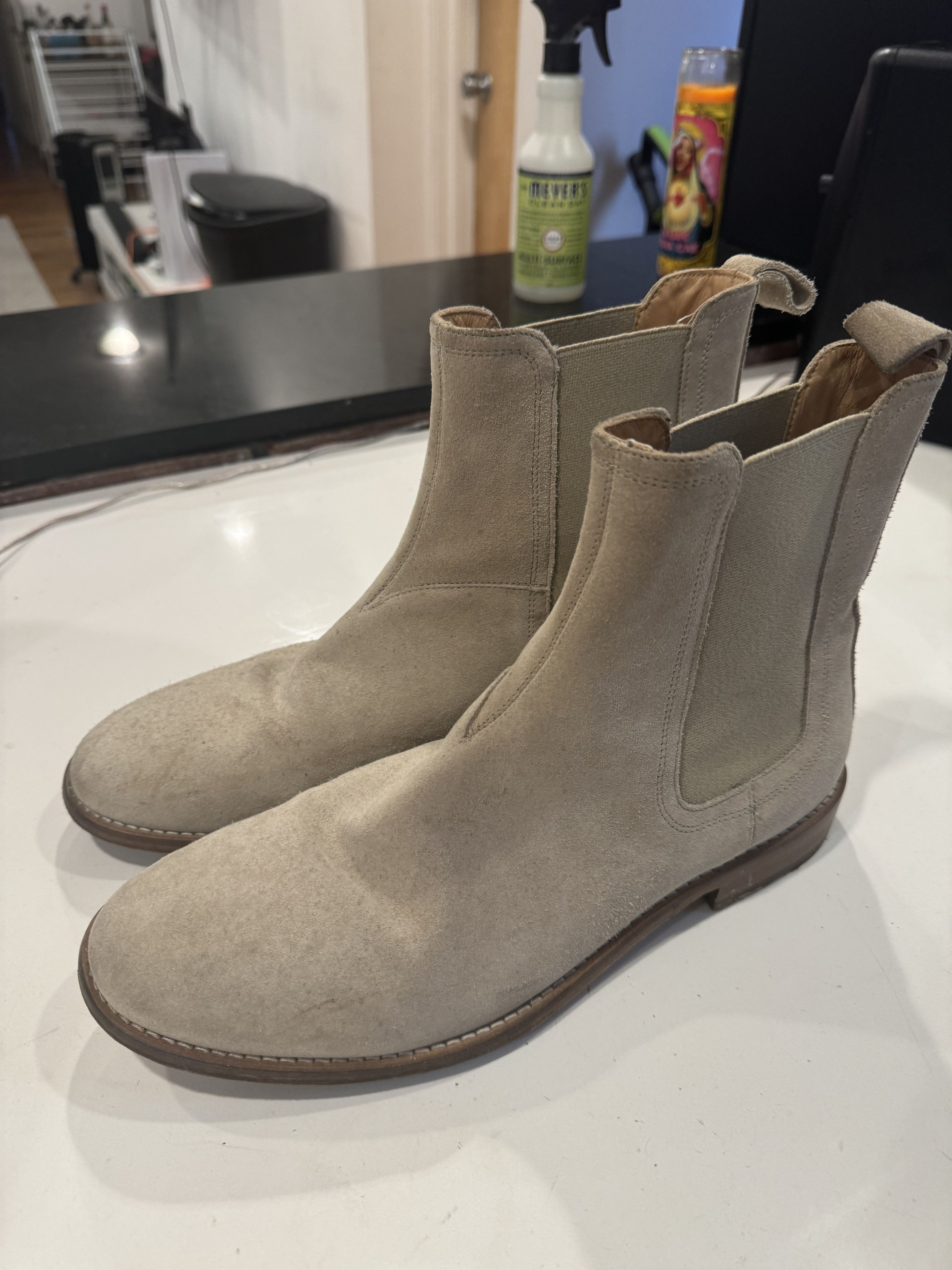 image of Represent Clo Represent Taupe Suede Chelsea Boots, Men's (Size 11)