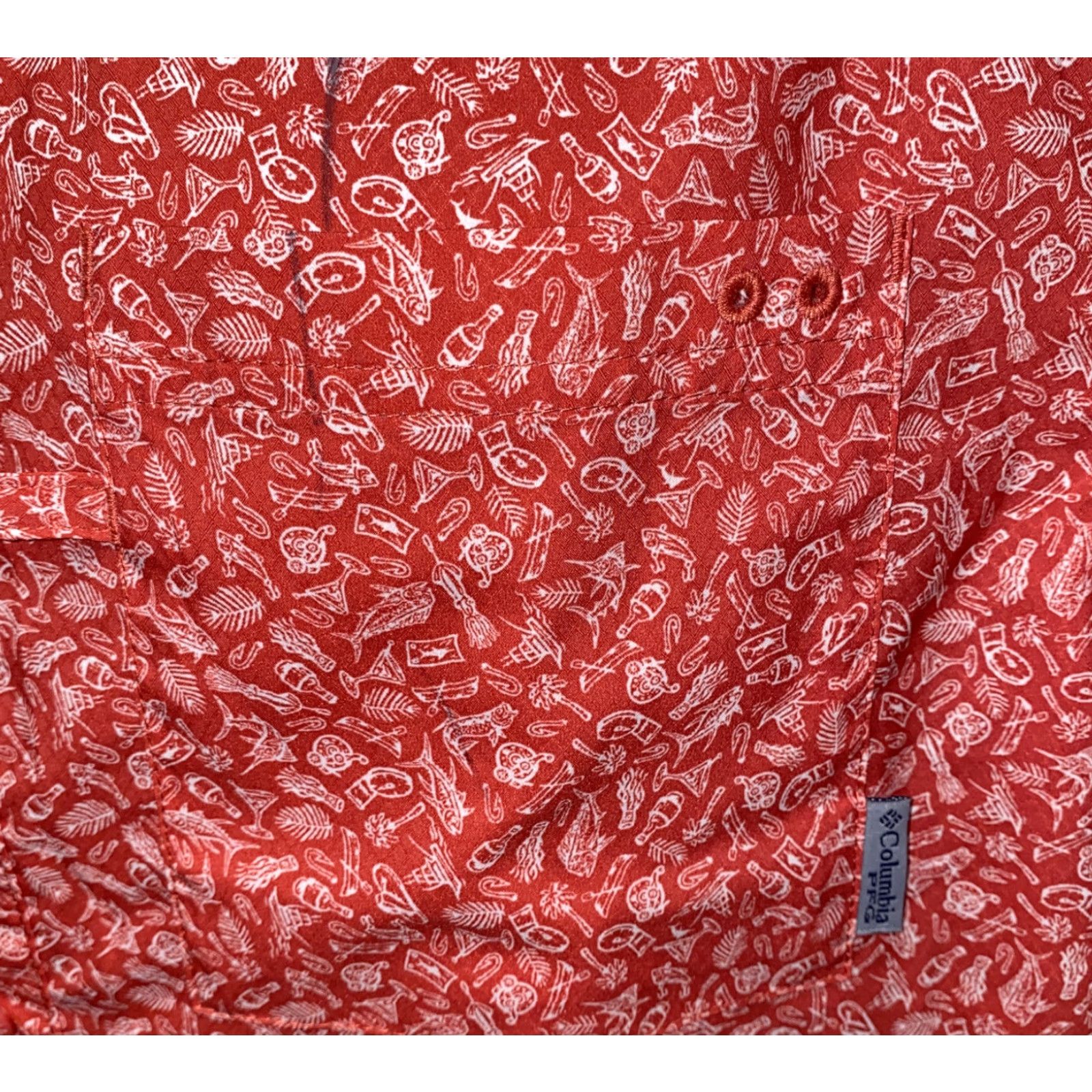 Vintage Columbia PFG Mens Red Polyester Short Sleeve Shirt 22.5 In Armpit Size M Regular Button-Up Collared Button-Down Size US M / EU 48-50 / 2 - 4 Thumbnail