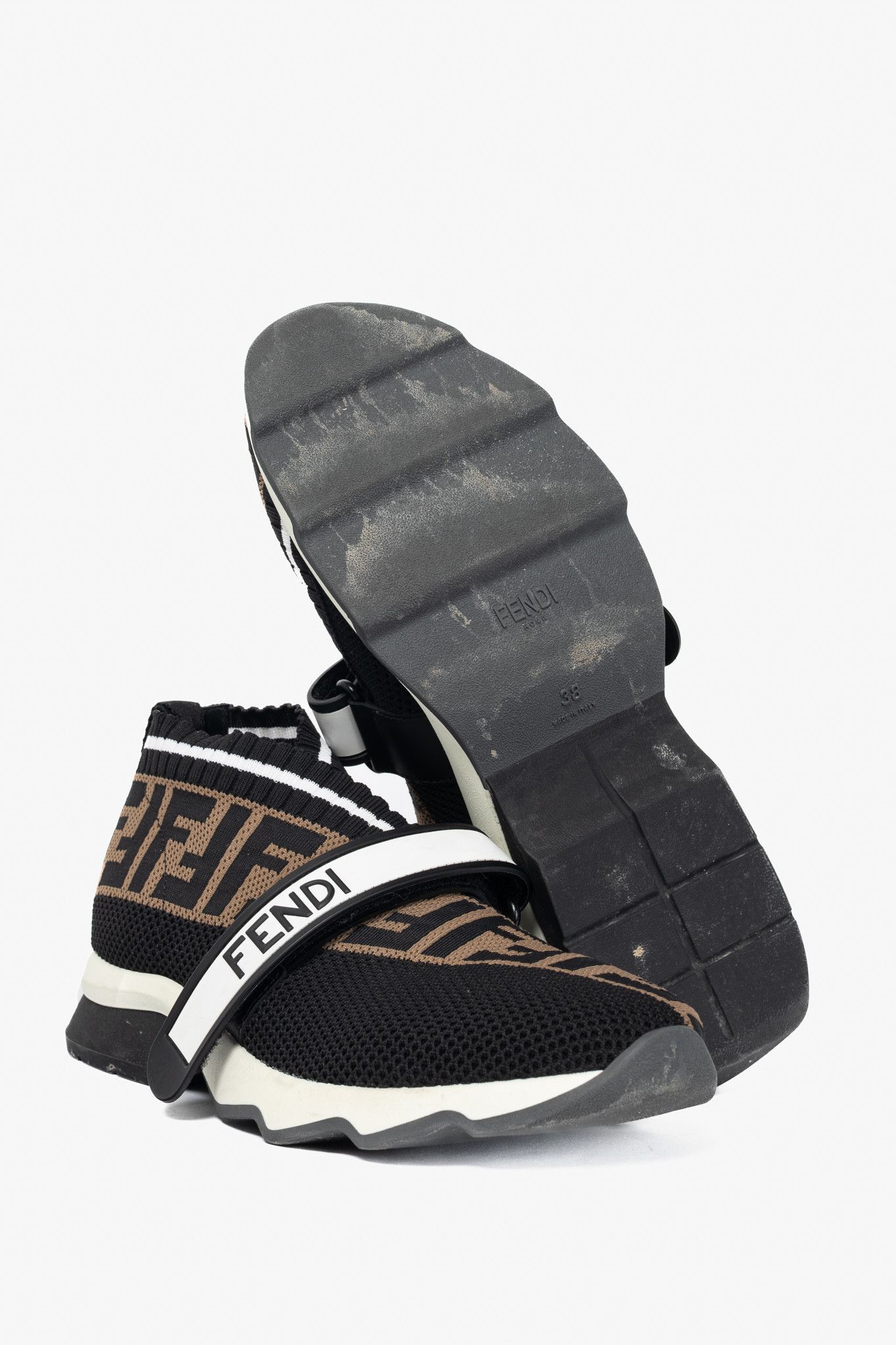 Fendi Fendi Rockoko 'Black Brown' FF Motif Knit Sneakers Size US 7.5 / IT 37.5 - 4 Thumbnail