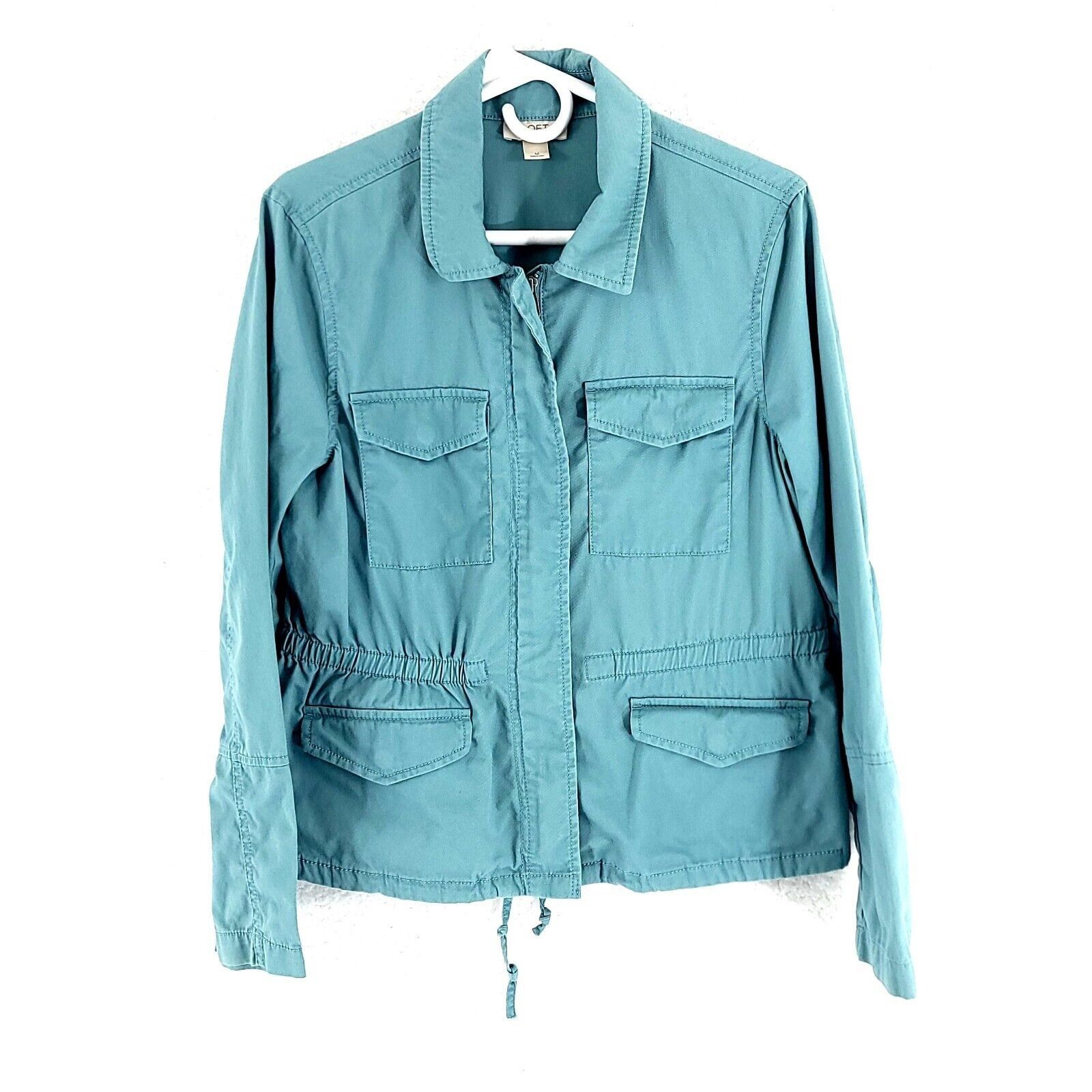 Ann Taylor Ann Taylor Loft Teal 4 Pocket Front Jacket Collared Full Zip Size M / US 6-8 / IT 42-44 - 1 Thumbnail