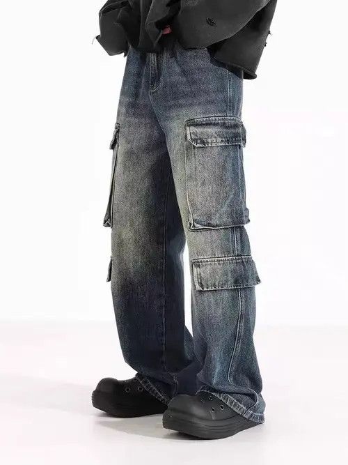 Jean Washed and distressed workwear Y2K baggy jeans Size US 28 / EU 44 - 5 Thumbnail