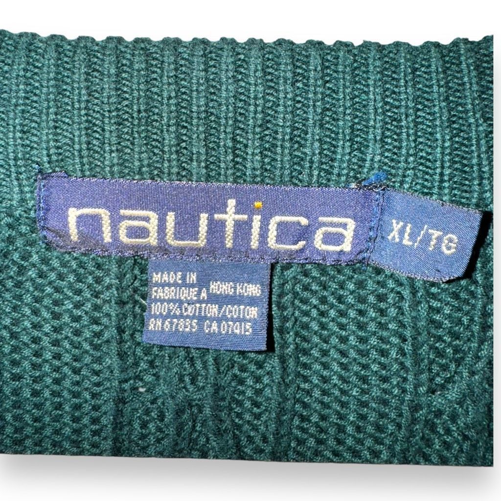 Nautica 90s Nautica Forest Green Cableknit Fisherman’s Sweater XL Size US XL / EU 56 / 4 - 2 Thumbnail