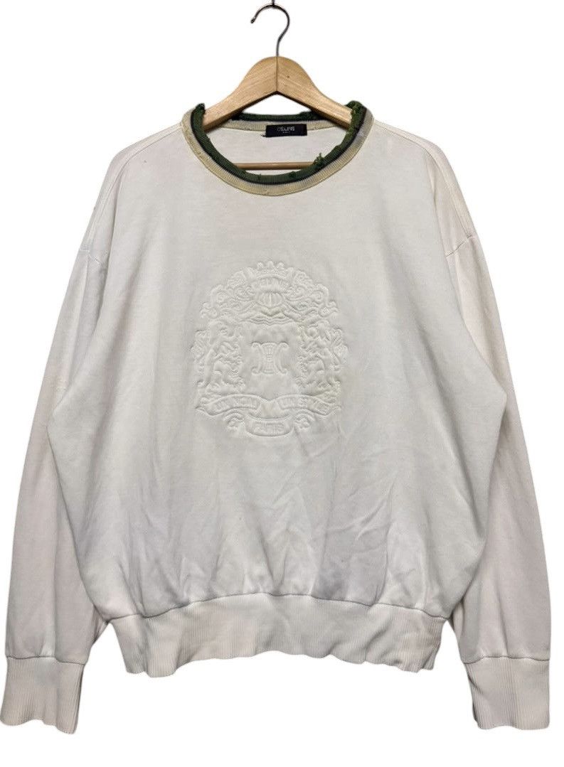 Celine Vtg🔥Celine Paris Ripped Pullover Sweatshirt Embossed Logo Size US L / EU 52-54 / 3 - 2 Thumbnail