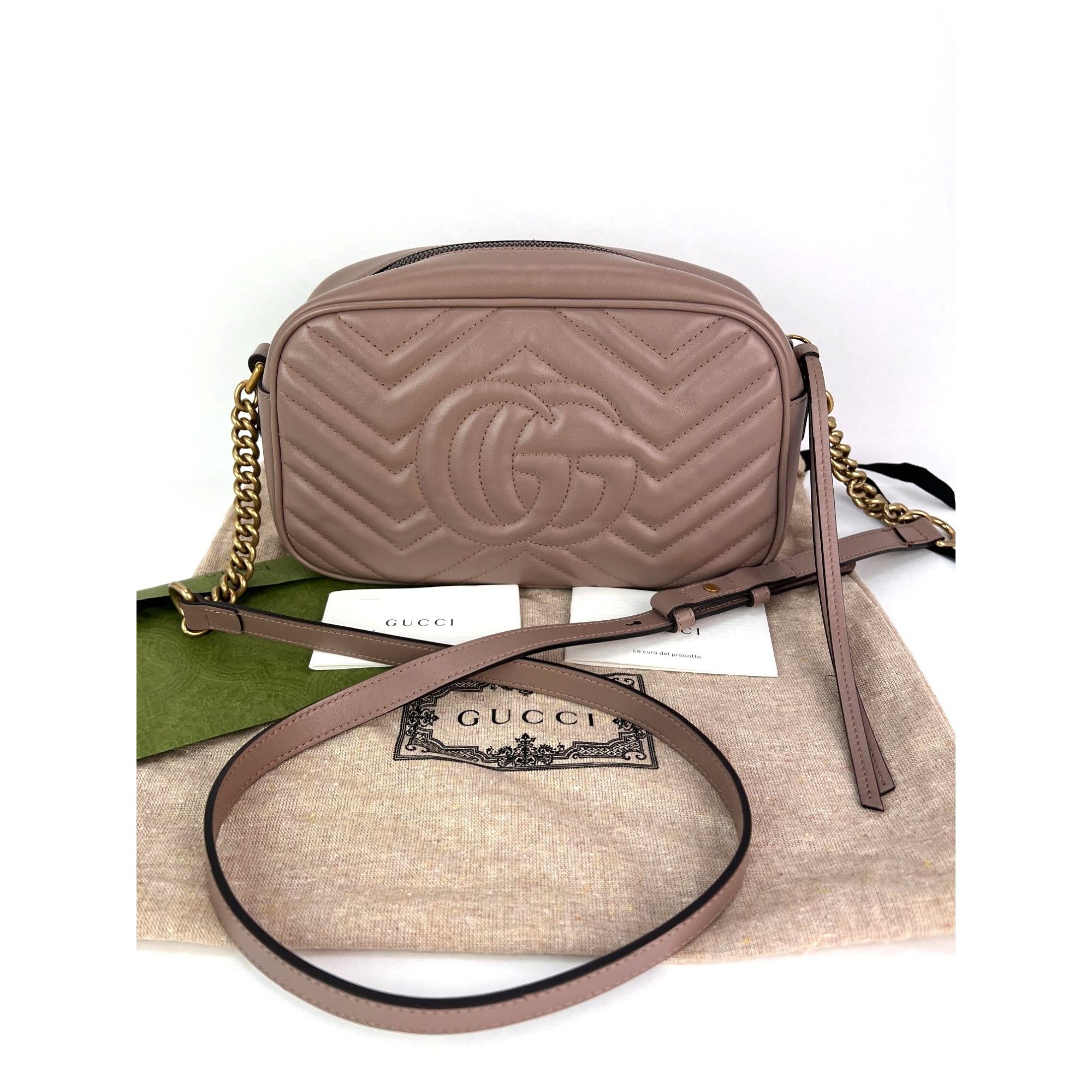 Gucci Gucci GG Marmont Small Chain Beige Matelasse Leather Crossbo Size ONE SIZE - 2 Thumbnail