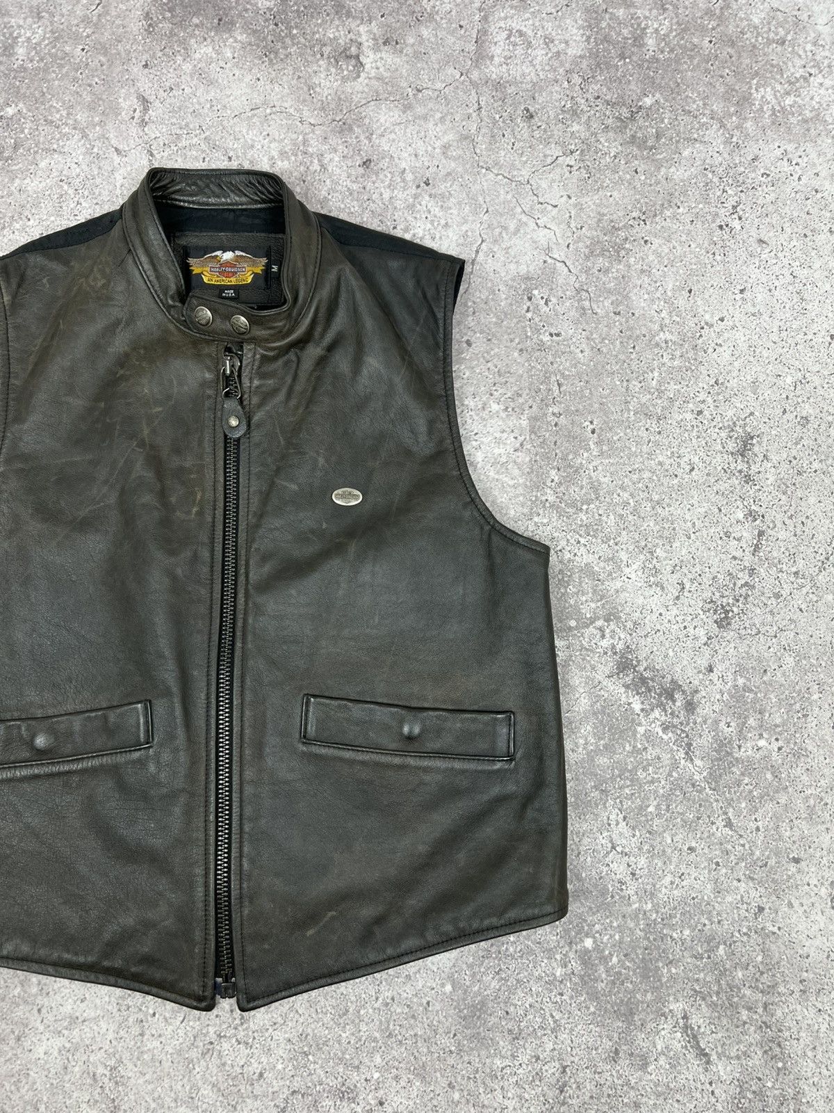 Harley Davidson Vintage Harley Davidson Leather Nylon Vest 90s Size US M / EU 48-50 / 2 - 3 Thumbnail