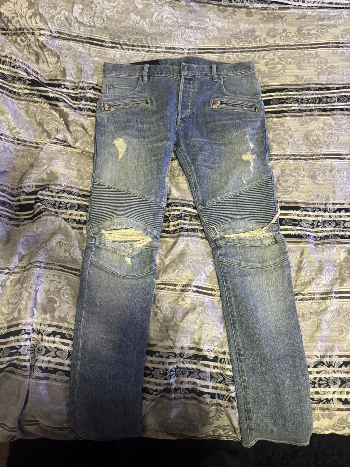 Balmain Light Blue Balmain Biker Slim Size US 32 / EU 48 - 1 Thumbnail