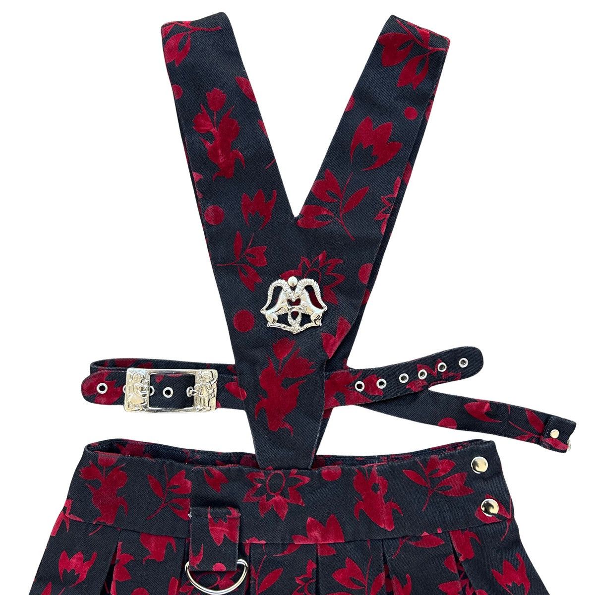 Chopova Lowena Vebula Pinafore Overall Floral Skirt Dress in Red, Women's (Size M) — image 2 of 6