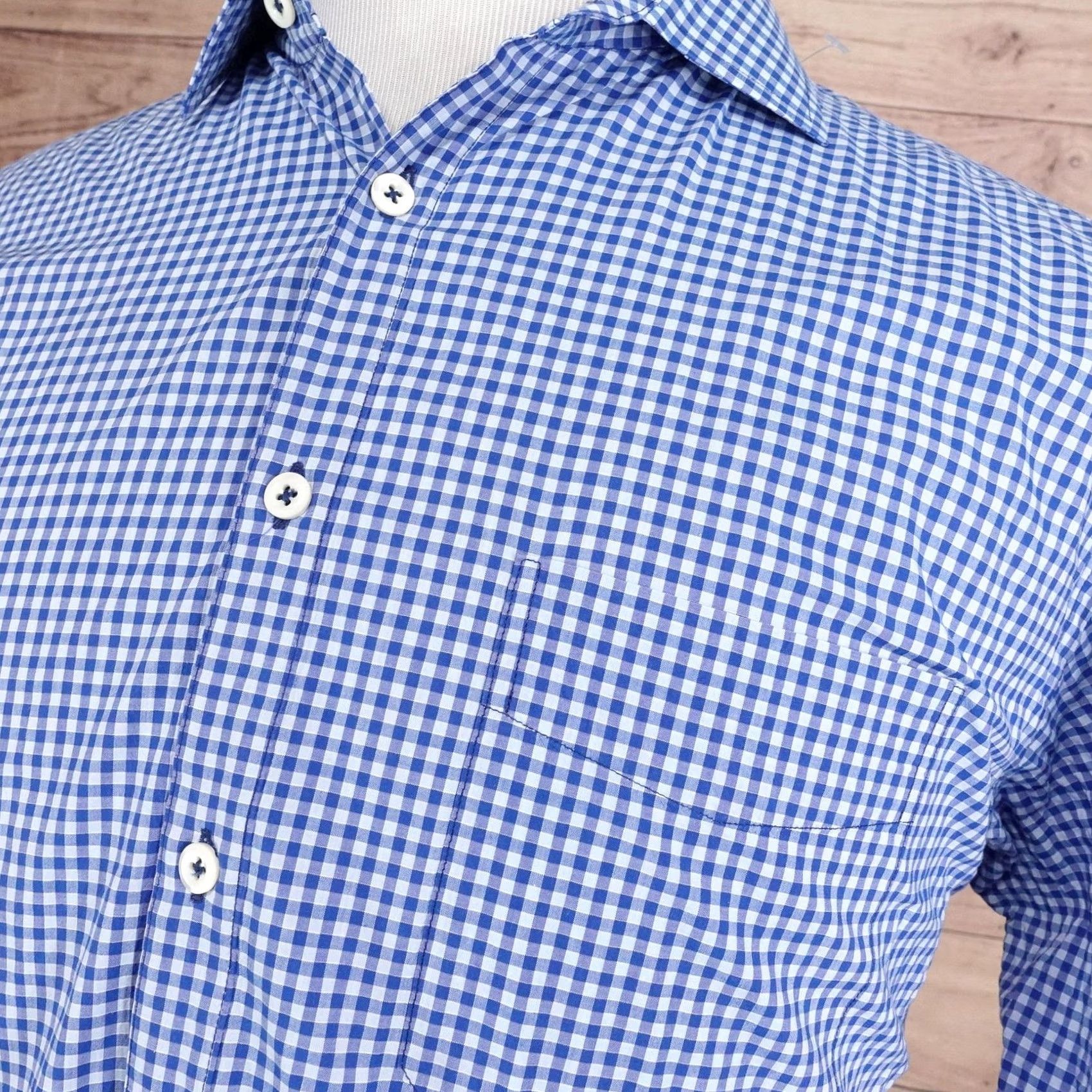 Billy Reid Billy Reid Shirt Mens XL Blue Check Long Sleeve Button-Up Collared Woven Regular Cut Size US XL / EU 56 / 4 - 2 Thumbnail