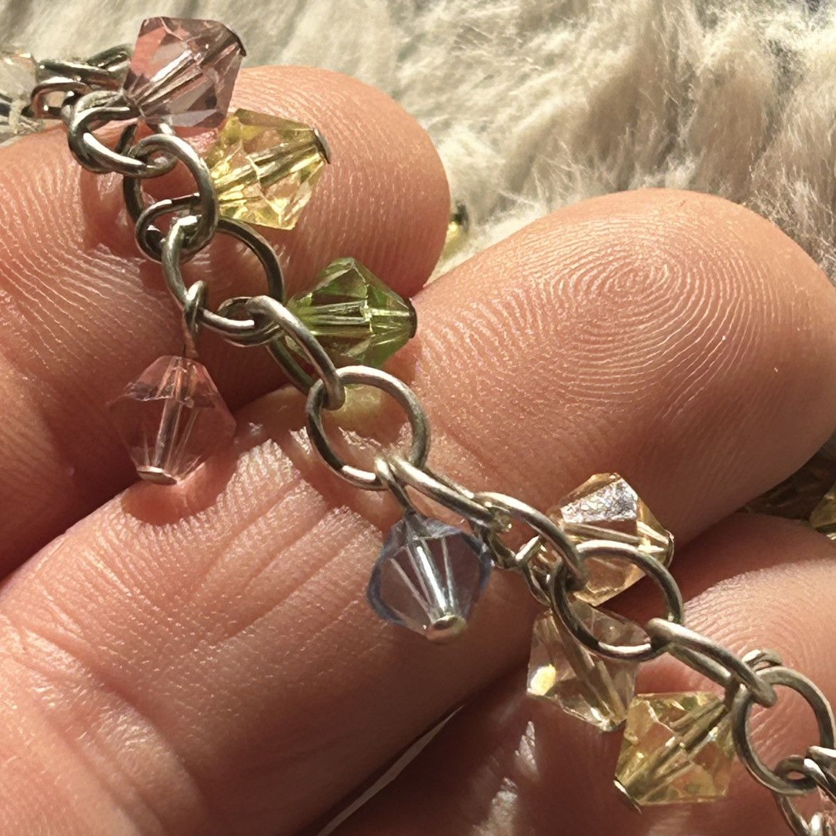 Vintage Pastel crystal 925 sterling silver bracelet Size ONE SIZE - 6 Thumbnail