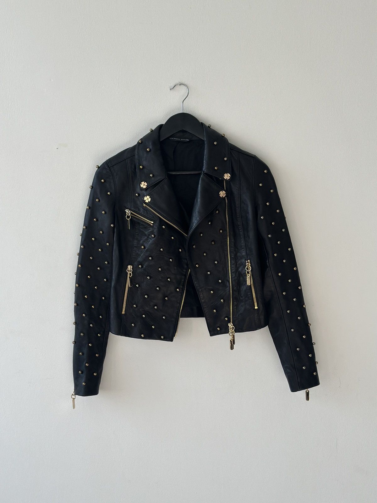 Thomas Wylde THOMAS WYLDE Leather Studded Biker Jacket Gold Tone Hardware Size XS / US 0-2 / IT 36-38 - 1 Thumbnail