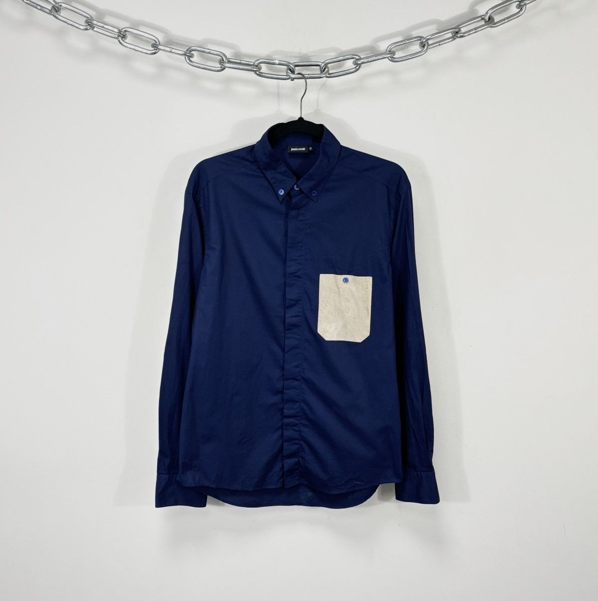 Just Cavalli Just Cavalli Men’s Leather Parts Button Down Dress Shirt Size US M / EU 48-50 / 2 - 1 Thumbnail
