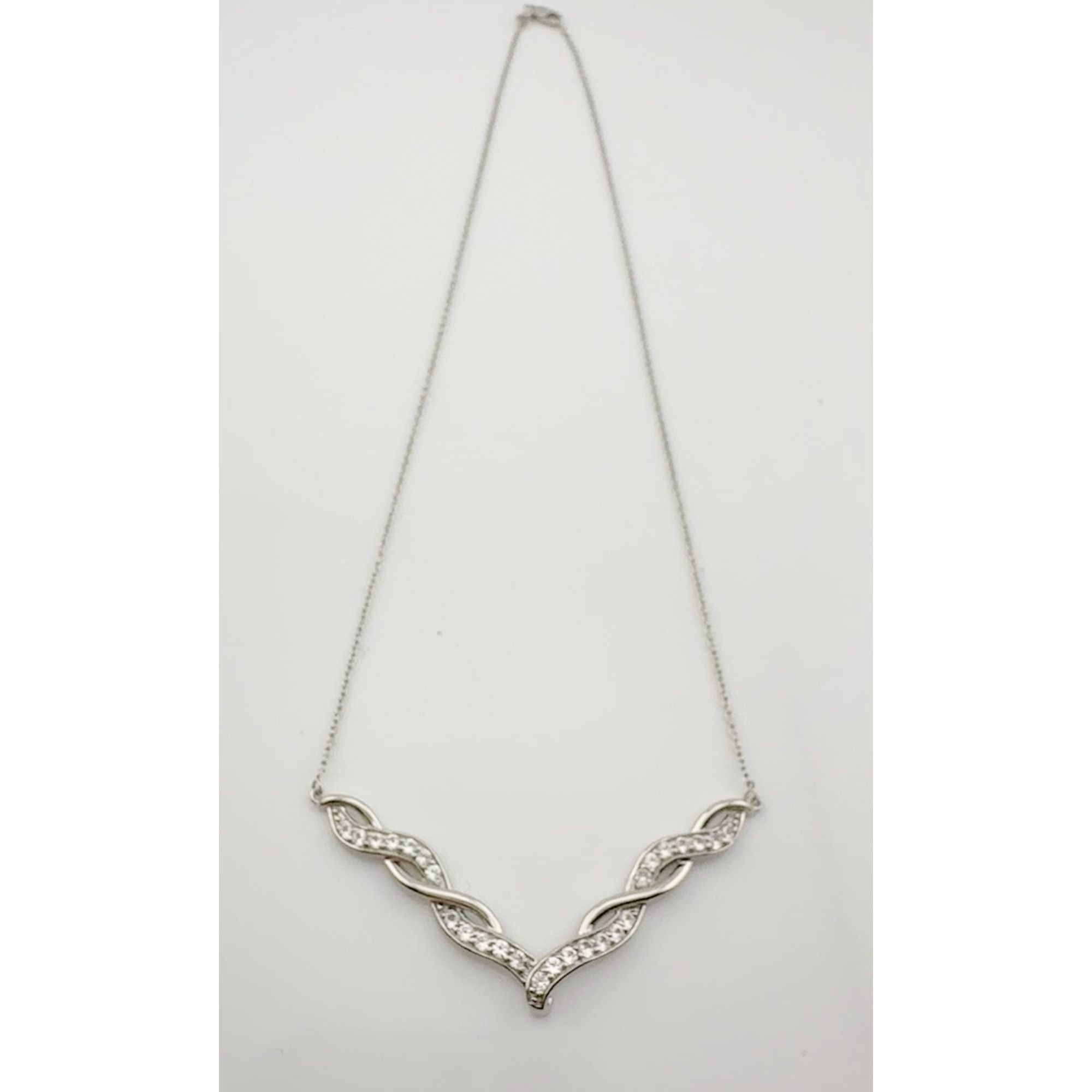 Other Elegant Twisted Silver White Sapphire Evening Necklace Size ONE SIZE - 5 Thumbnail