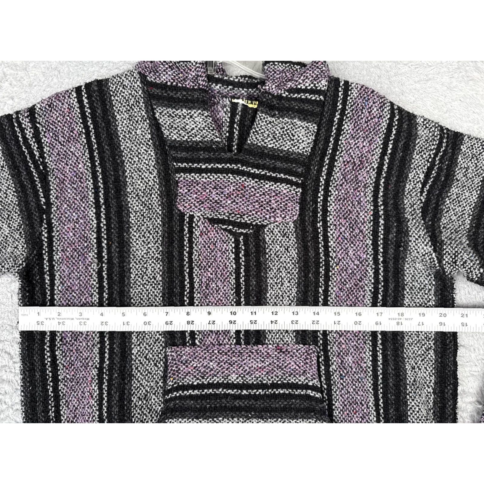 KangaROOS Baja Hoodie Mens Medium Gray Pink Striped Kangaroo Pocket Drug Rug Poncho Size US M / EU 48-50 / 2 - 7 Thumbnail