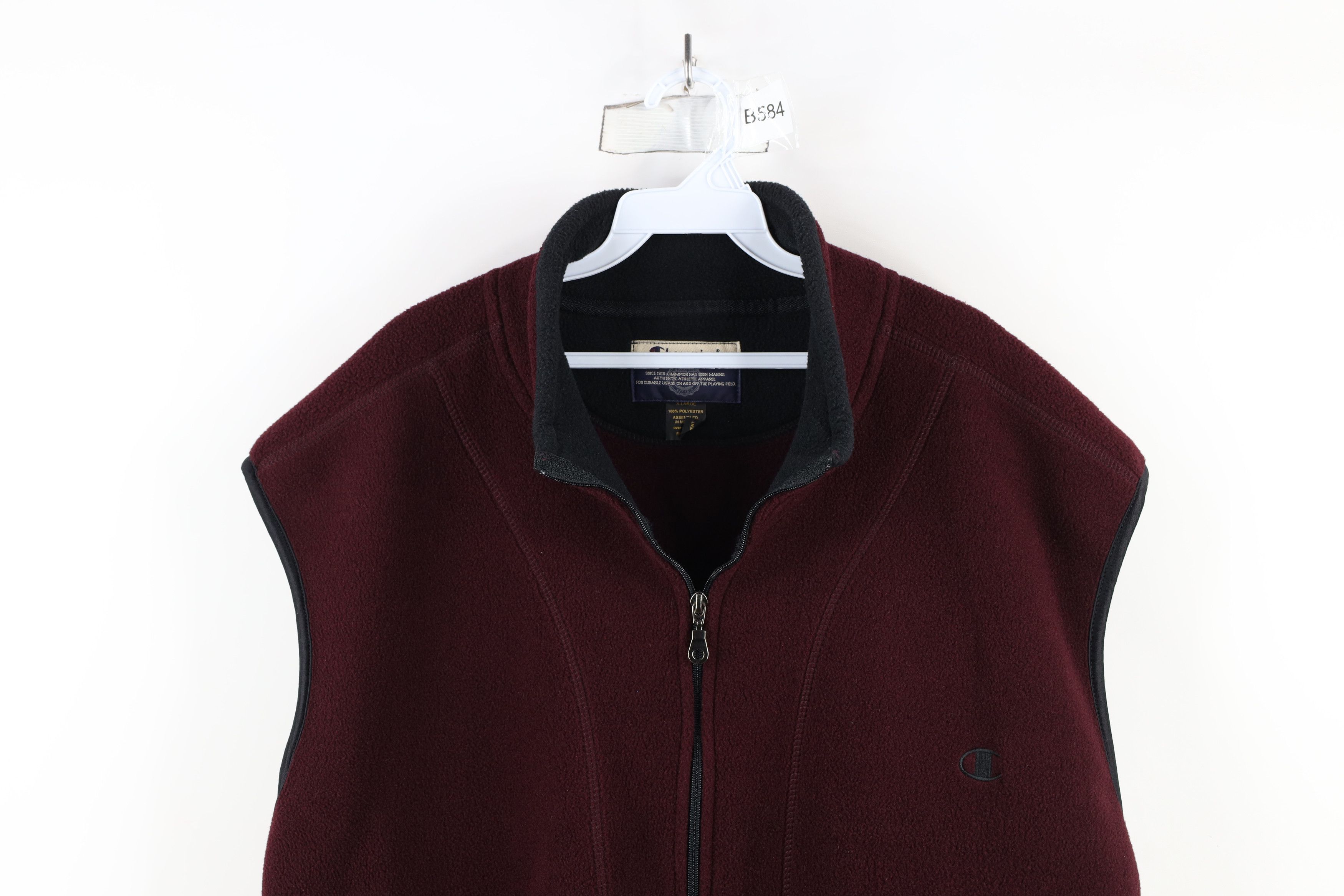 Champion × Vintage Vintage 90s Champion Logo Full Zip Fleece Vest Jacket Maroon Size US L / EU 52-54 / 3 - 2 Thumbnail