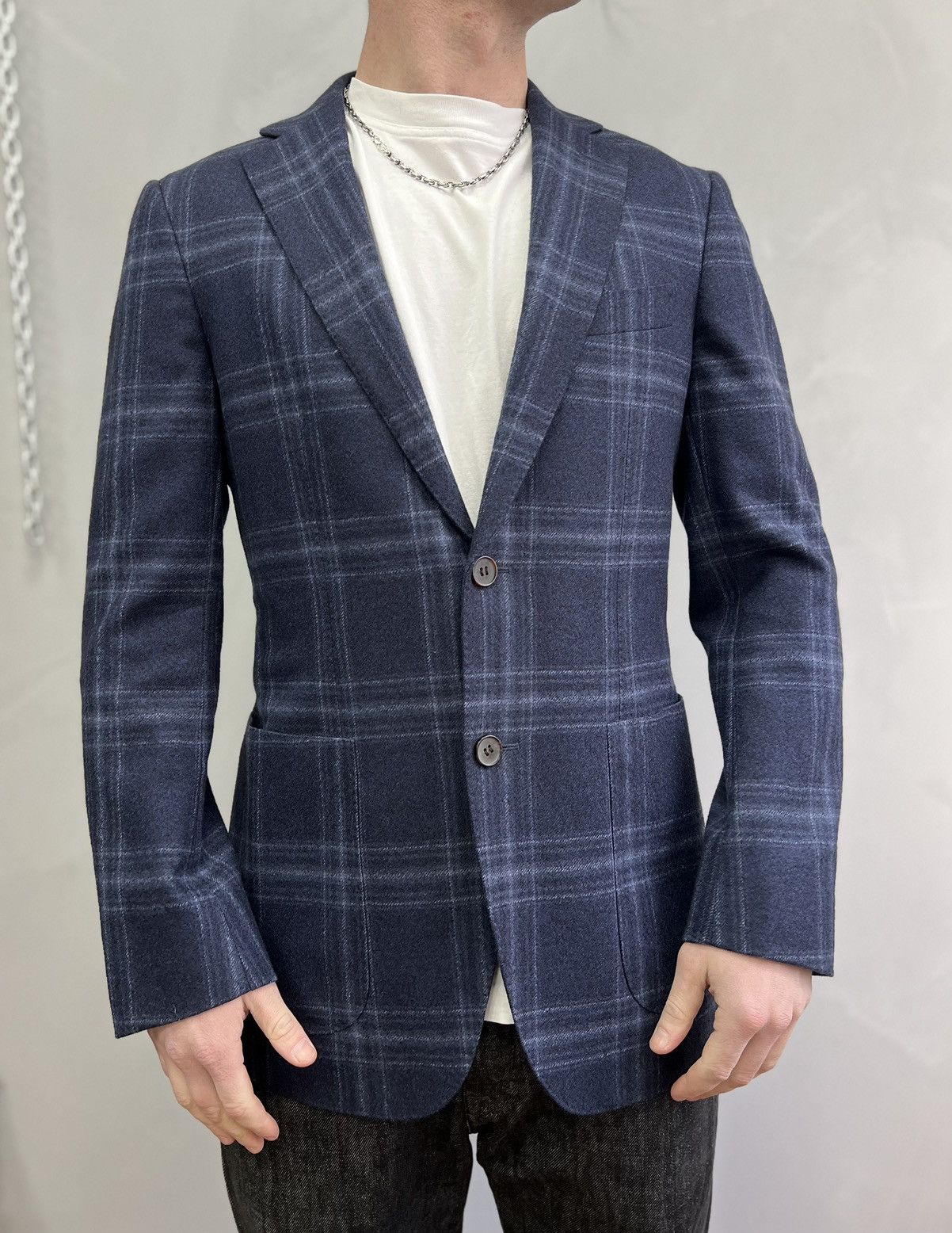 Designer × Suitsupply SUITSUPPLY Blazer Jacket HAVANA HL Navy CHECK Wool EU48 Size 48R - 1 Thumbnail