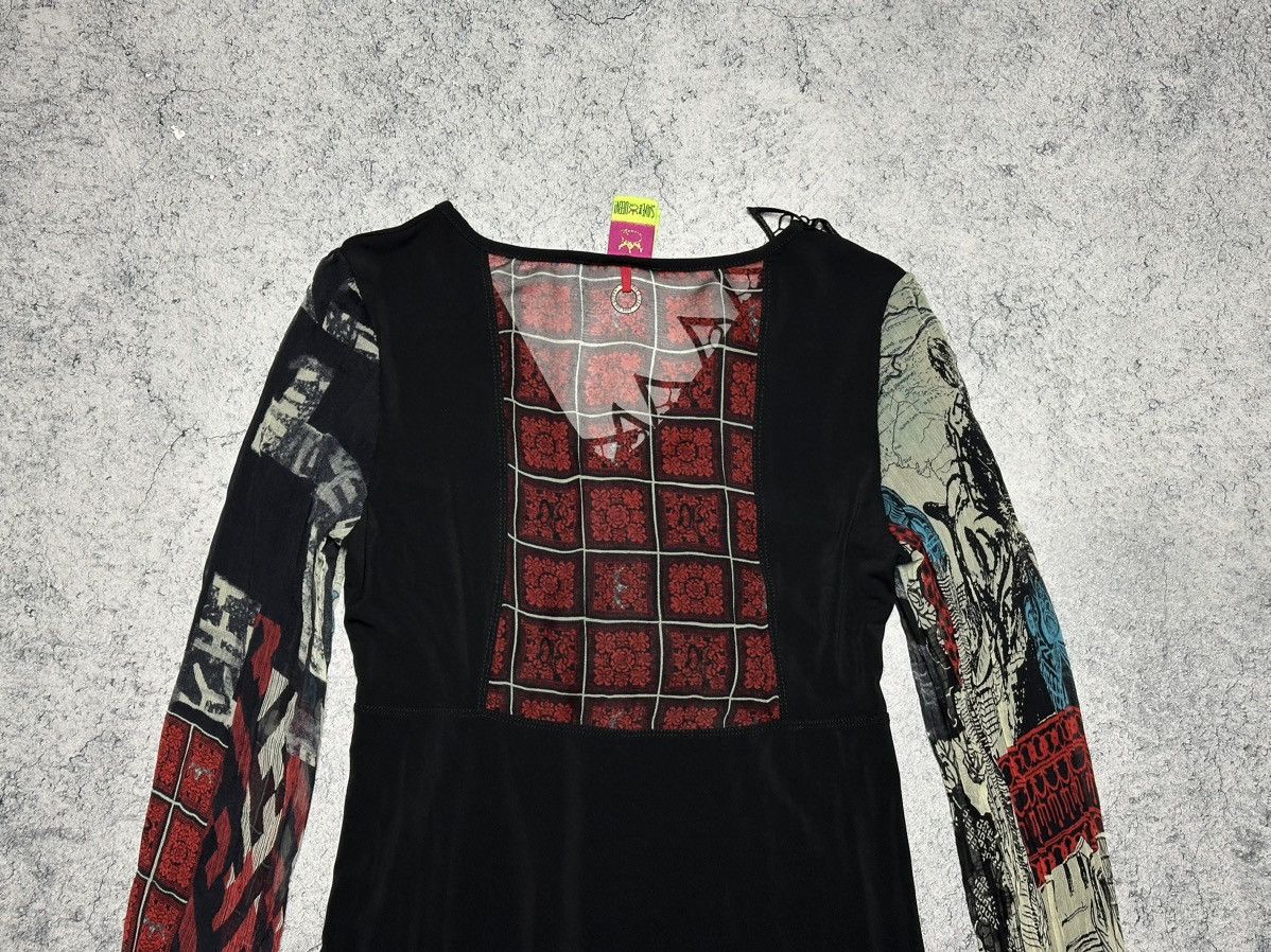 Jean Paul Gaultier Save The Queen Silk Mesh Printed Dress Top Size L / US 10 / IT 46 - 13 Thumbnail