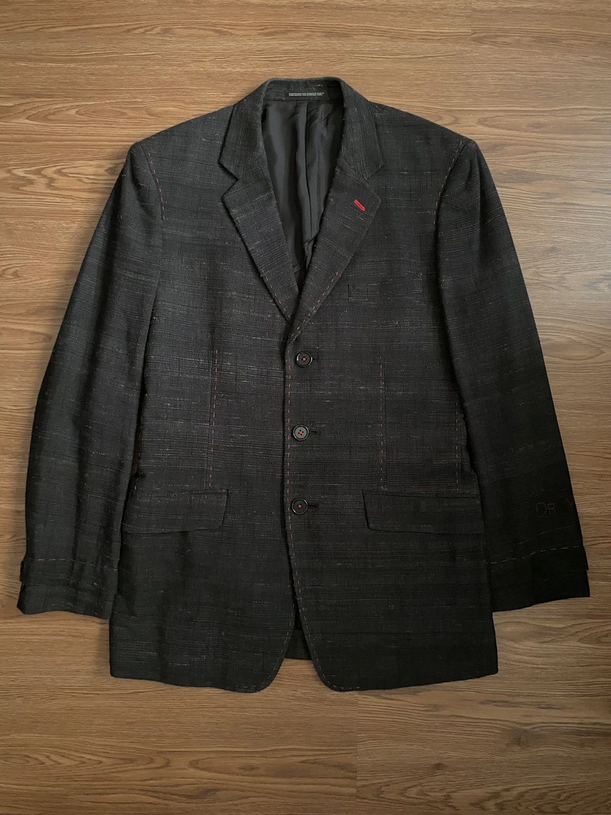 Yohji Yamamoto Yohji Yamamoto Pour Homme "DR.YY" Hand Stitch Jacket SS09 Size 40R - 2 Thumbnail