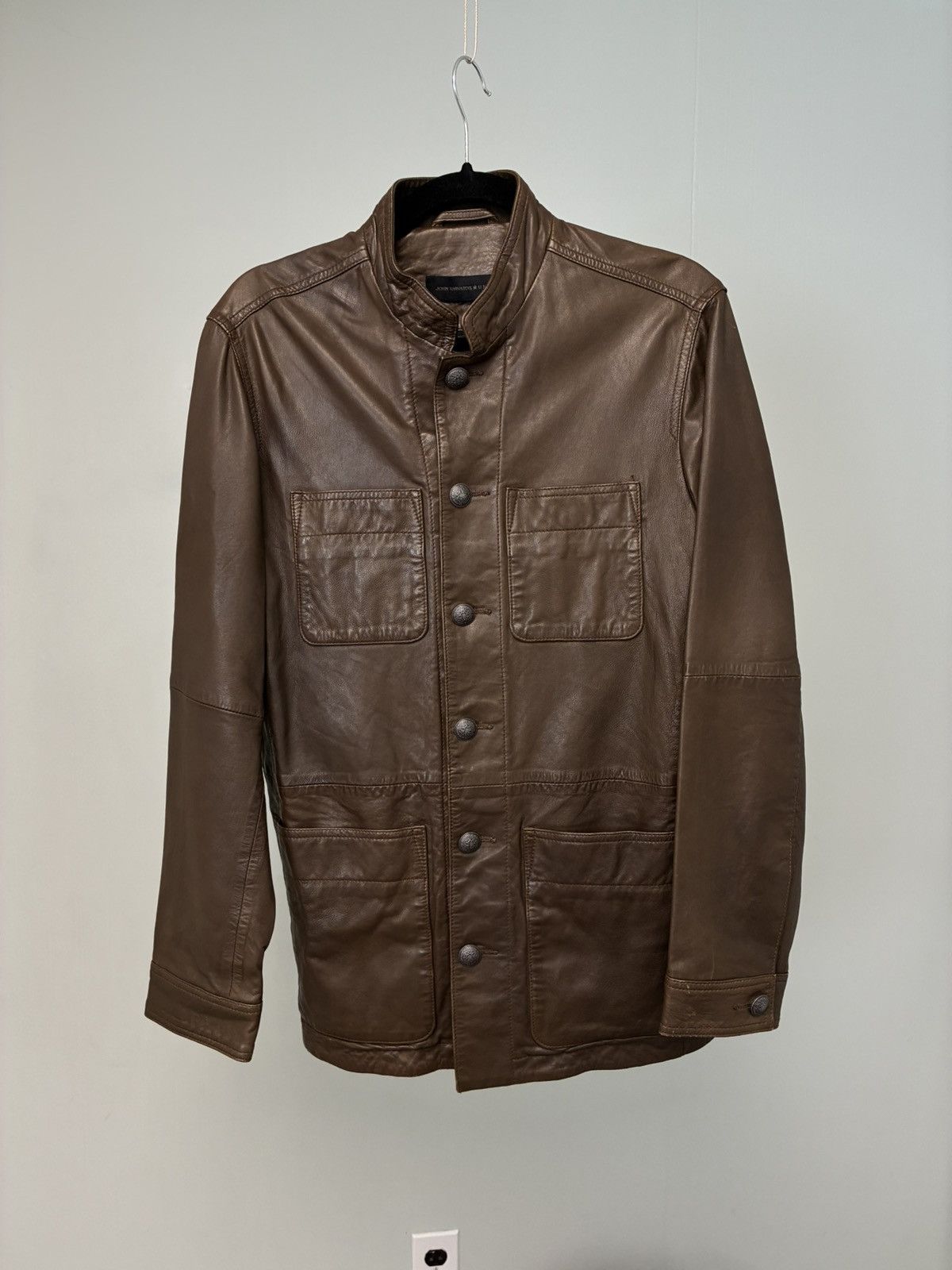 John Varvatos Officer Brown Leather Jacket Size Small Size US S / EU 44-46 / 1 - 4 Thumbnail