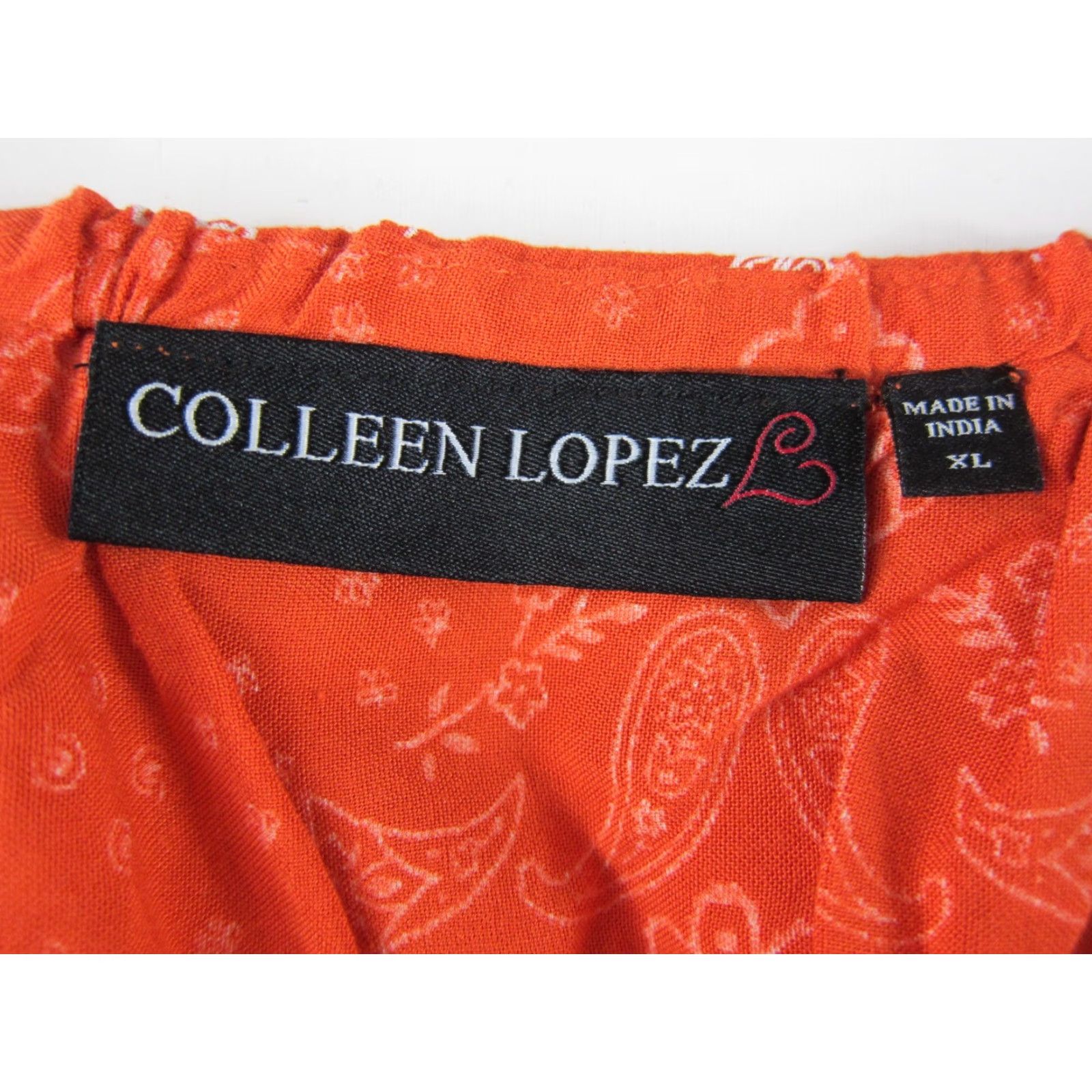 Vintage Colleen Lopez Maxi Dress Women XL Strapless Paisley 100% Rayon Orange White Sleeveless Long Size XL / US 12-14 / IT 48-50 - 3 Thumbnail