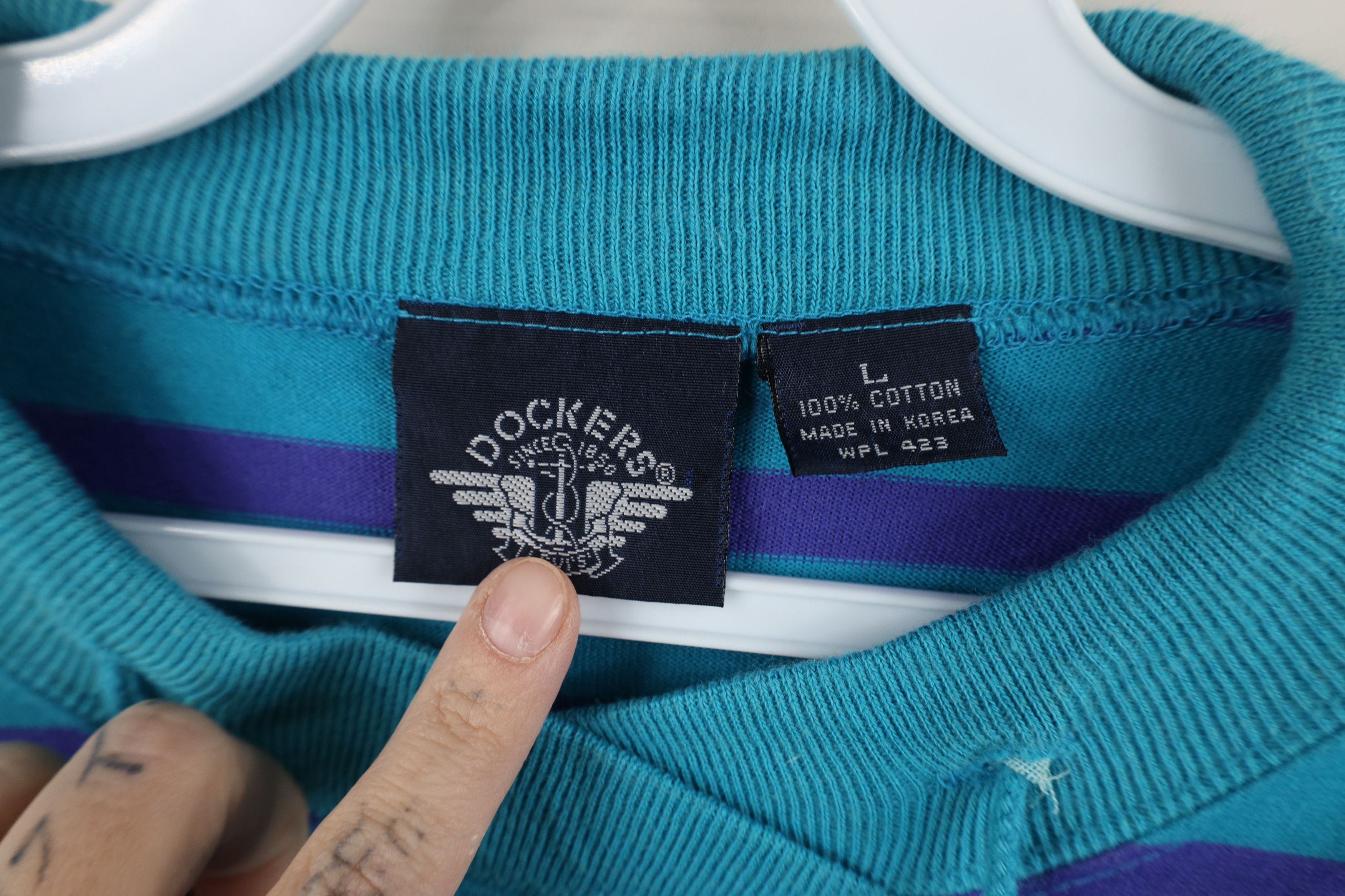 Dockers Vintage 90s Dockers Levis Striped Baggy Fit Pullover T-Shirt Size L / US 10 / IT 46 - 7 Thumbnail