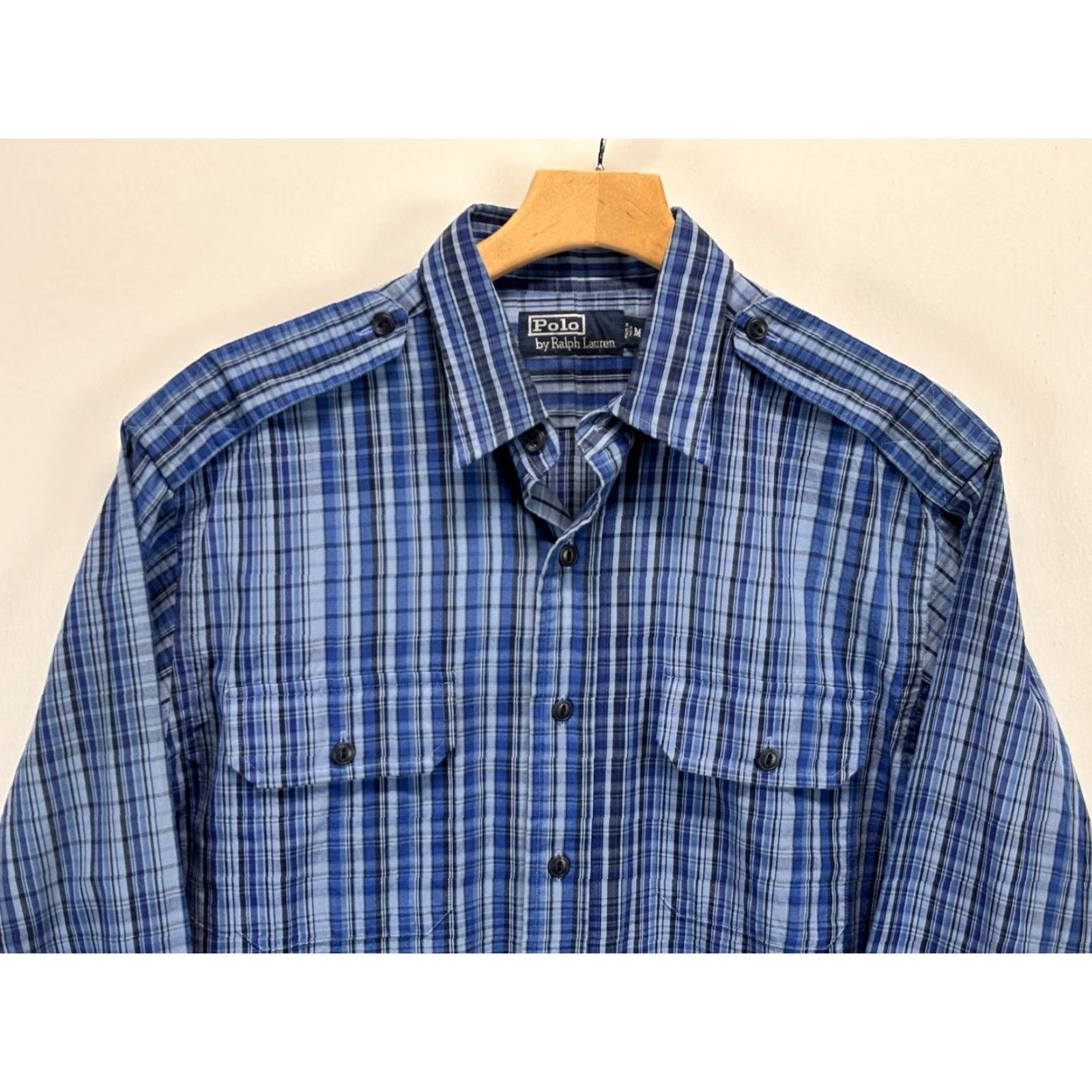 Polo Ralph Lauren VINTAGE Polo Ralph Lauren Button-Down Shirt Men’s Medium Blue Plaid Epaulette 90s Casual Shirt Mens Medium Blue Plaid 90s Mens Size US M / EU 48-50 / 2 - 2 Thumbnail
