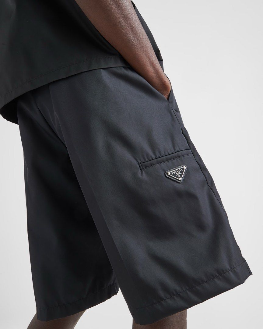 Prada Black Nylon Gabardine Bermuda Shorts