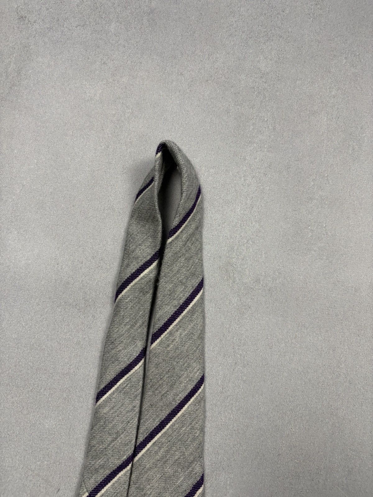RODA Roda Cashmere Striped Tie Grey Purple 100% Cashmere Italy Size ONE SIZE - 2 Thumbnail