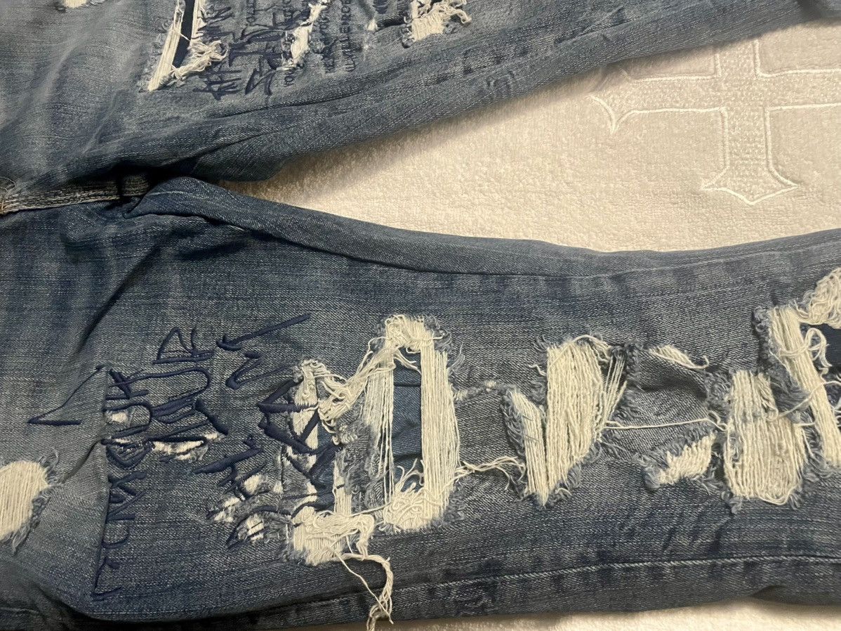 Zara Zara DistressedPunk DenimJeans Graffiti Print SlimFit Size32 Size US 32 / EU 48 - 4 Thumbnail