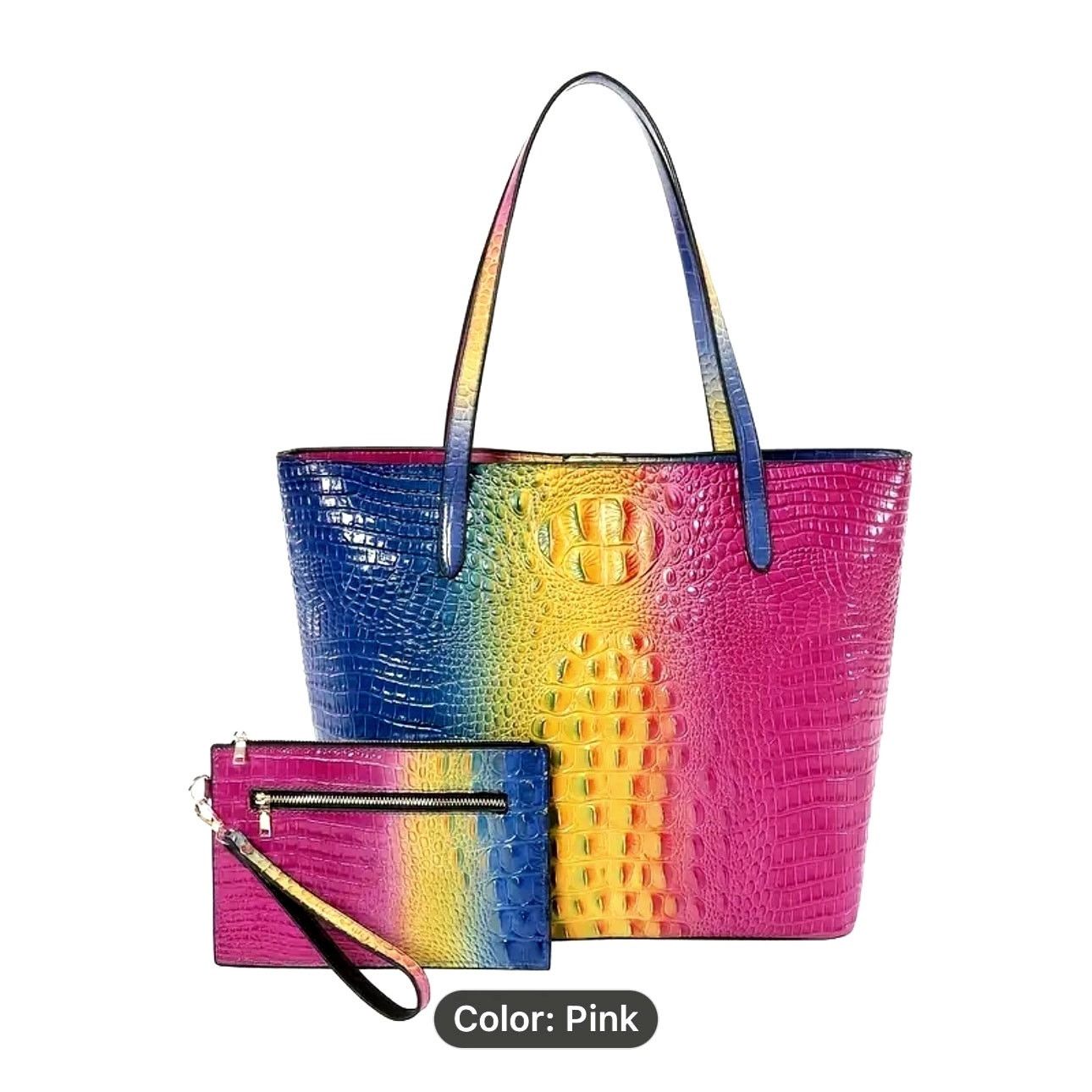 Other Colorblock Gradient Large Shoulder Handbag w/clutch Rose Size ONE SIZE - 2 Thumbnail