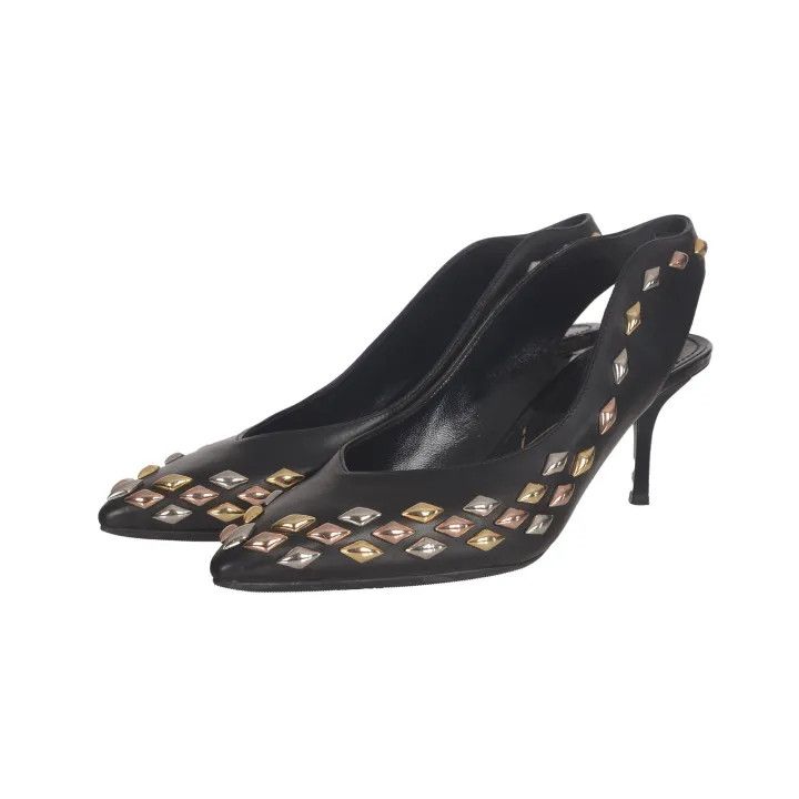 Louis Vuitton Louis Vuitton Black Pointed Toe Heels with Diamond Design 0079 Size US 8 / IT 38 - 1 Thumbnail