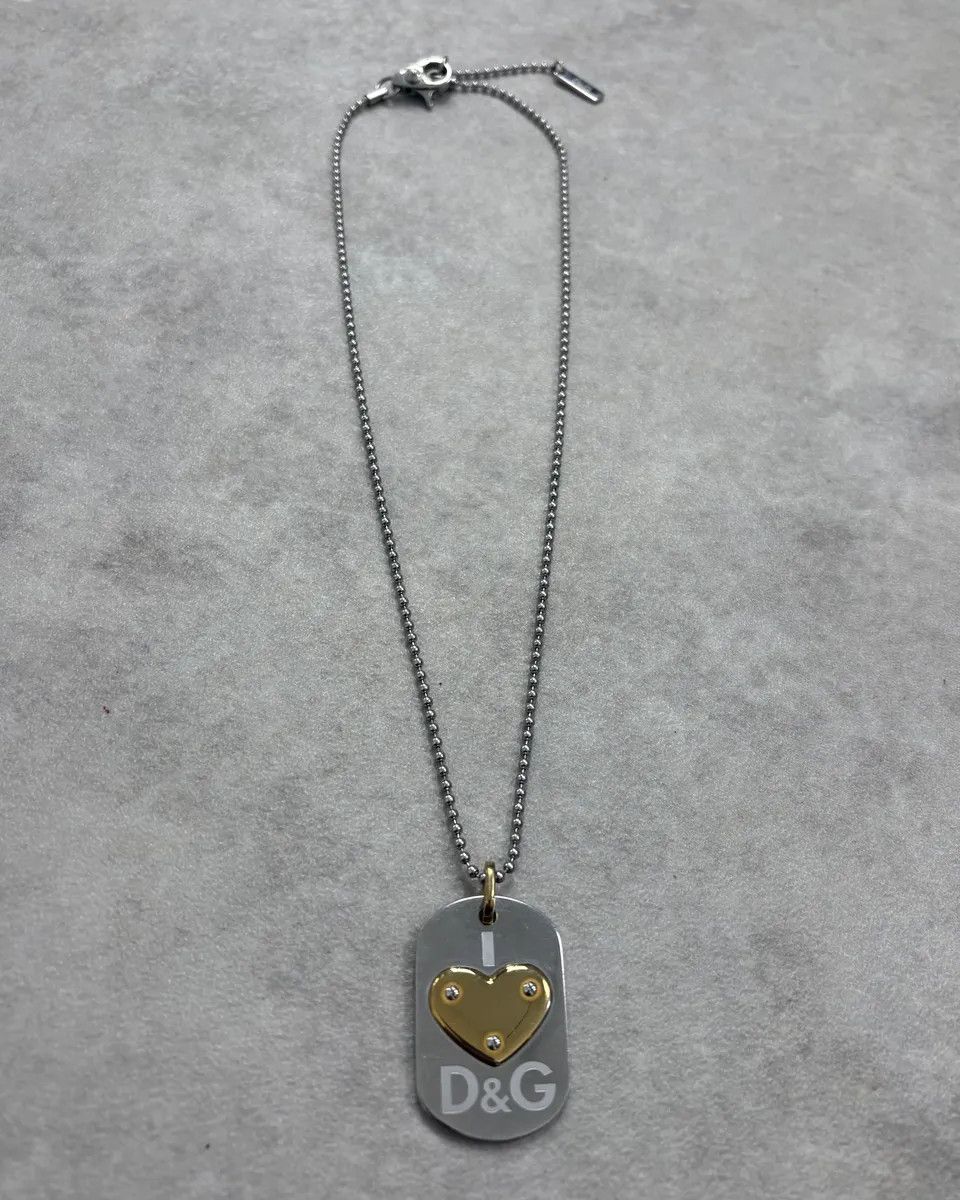 Dolce & Gabbana Dolce & Gabbana Guilded Heart Dog Tag Necklace Size ONE SIZE - 1 Thumbnail