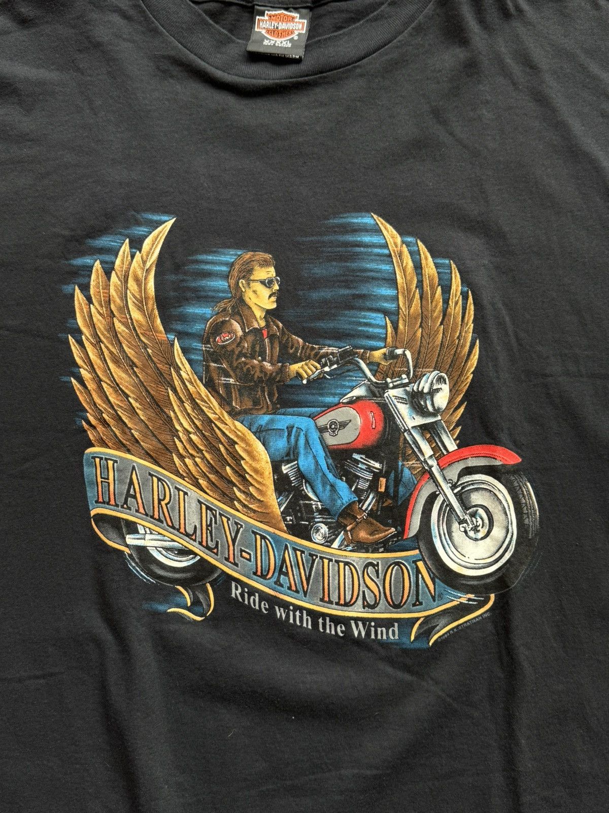 Harley Davidson Vintage 1994 Harley Davidson Ride With The Wind SingleStitch Size US XXL / EU 58 / 5 - 3 Thumbnail