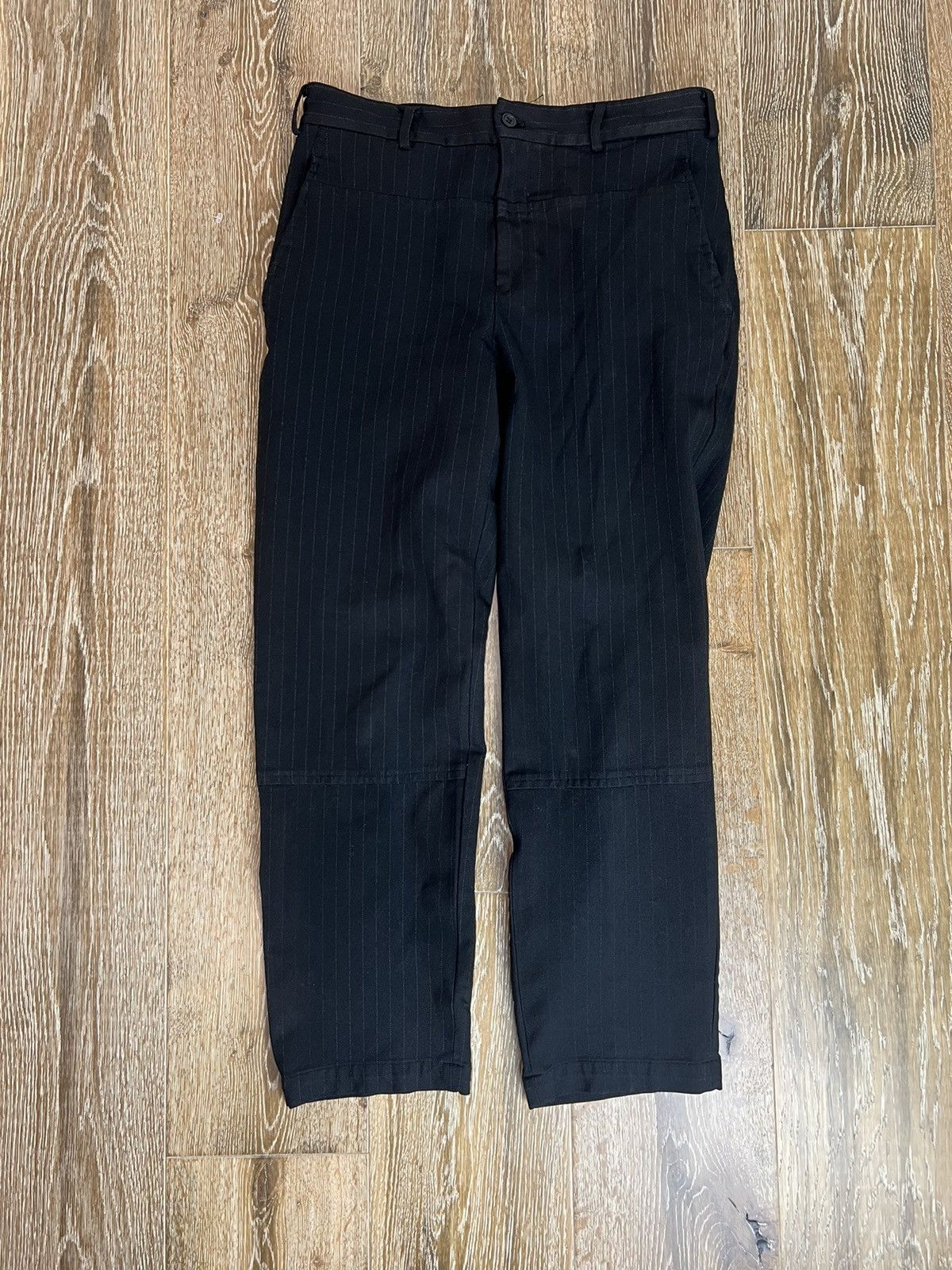 image of Comme Des Garcons Wool Pinstripe Trousers in Black, Men's (Size 32)