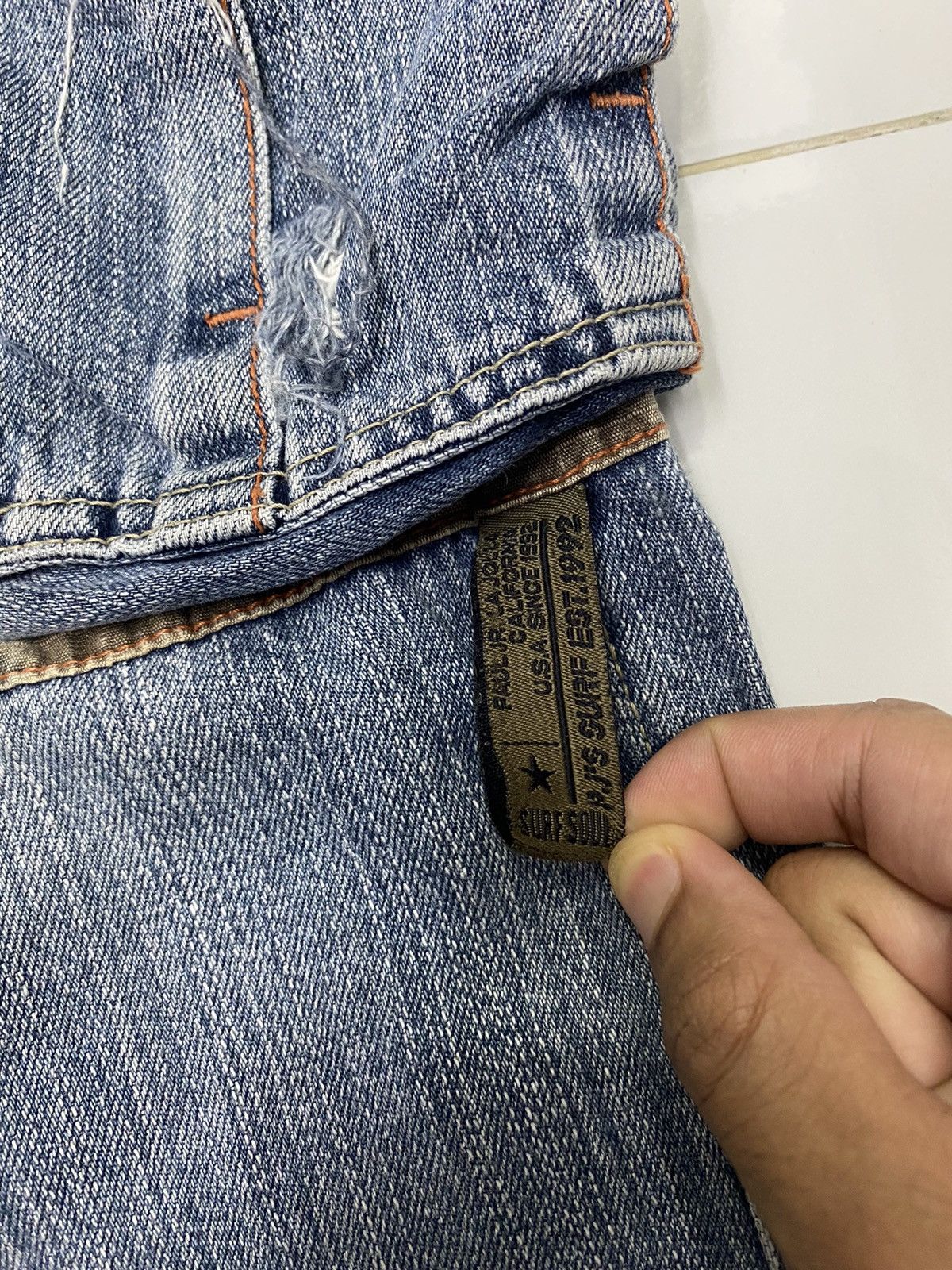 If Six Was Nine PJ’S SURF DISTRESSED DENIM BAGGY JEANS SKATEGANG STYLE Size US 33 - 8 Thumbnail