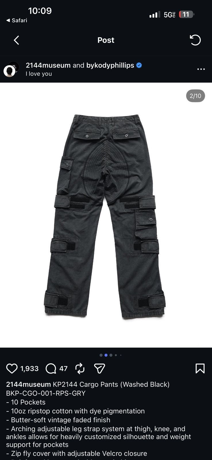 Kody Phillips kp2144 cargo pants Size US 30 / EU 46 - 2 Thumbnail