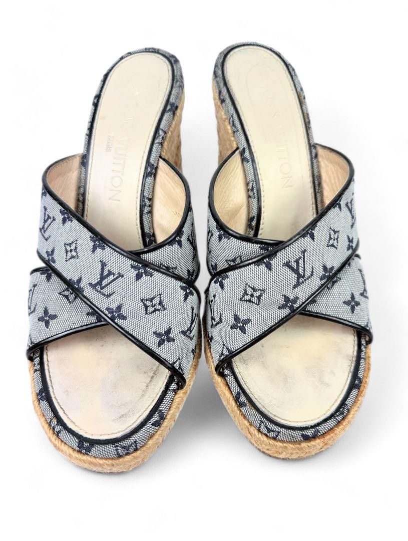 Louis Vuitton Louis Vuitton - 37 Wedge Sandals Monogram Denim LV Size US 6 / IT 36 - 4 Thumbnail