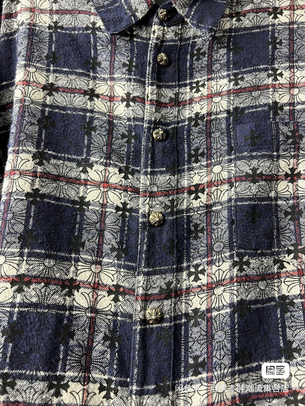 Chrome Hearts The first generation blue cross-striped plain-print shirt Size US XL / EU 56 / 4 - 3 Thumbnail